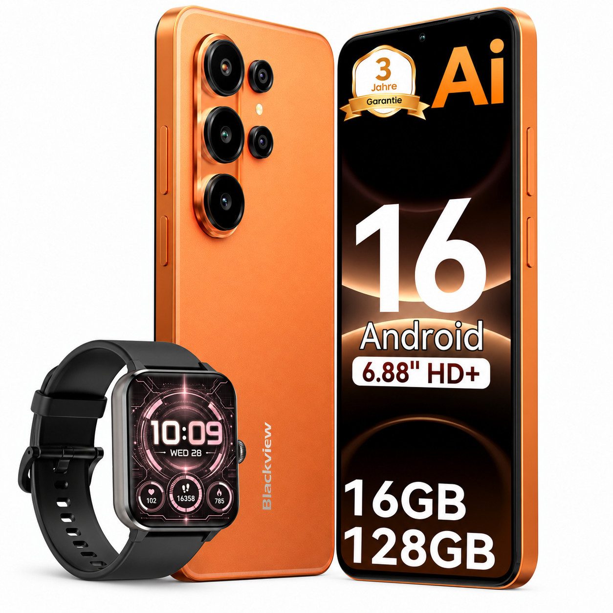 blackview WAVE10C Android 16, incl. R50, 5000mAh 32MP 6GB+128GB Dual SIM Smartphone (6,88 Zoll, 128 GB Speicherplatz, 32 MP Kamera, WiFi 5, …