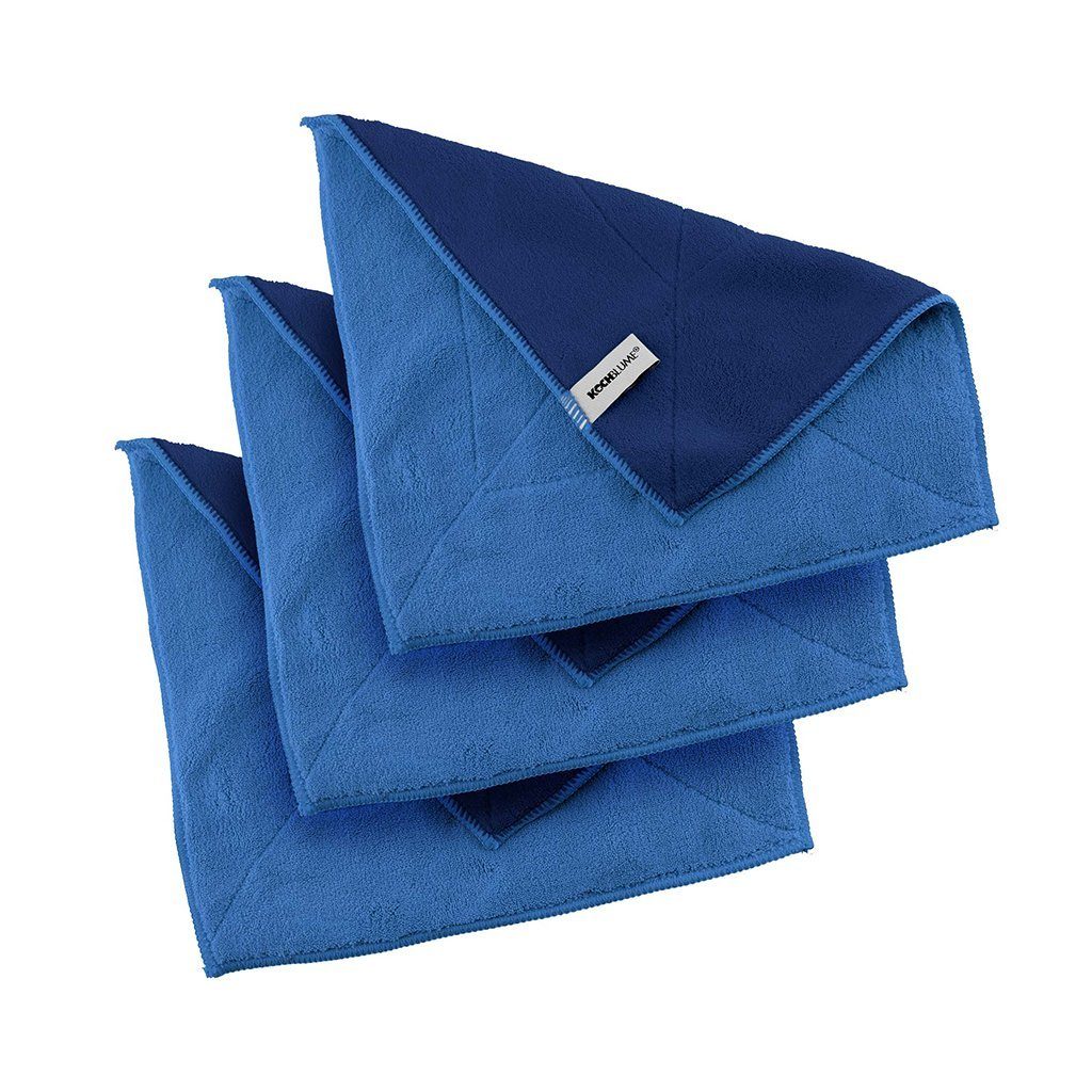 3-tlg), (Spar-Set, hellblau/dunkelblau Qualtität x Geschirrtuch cm, 30 30 Microfasertuch 800g/m² Kochblume