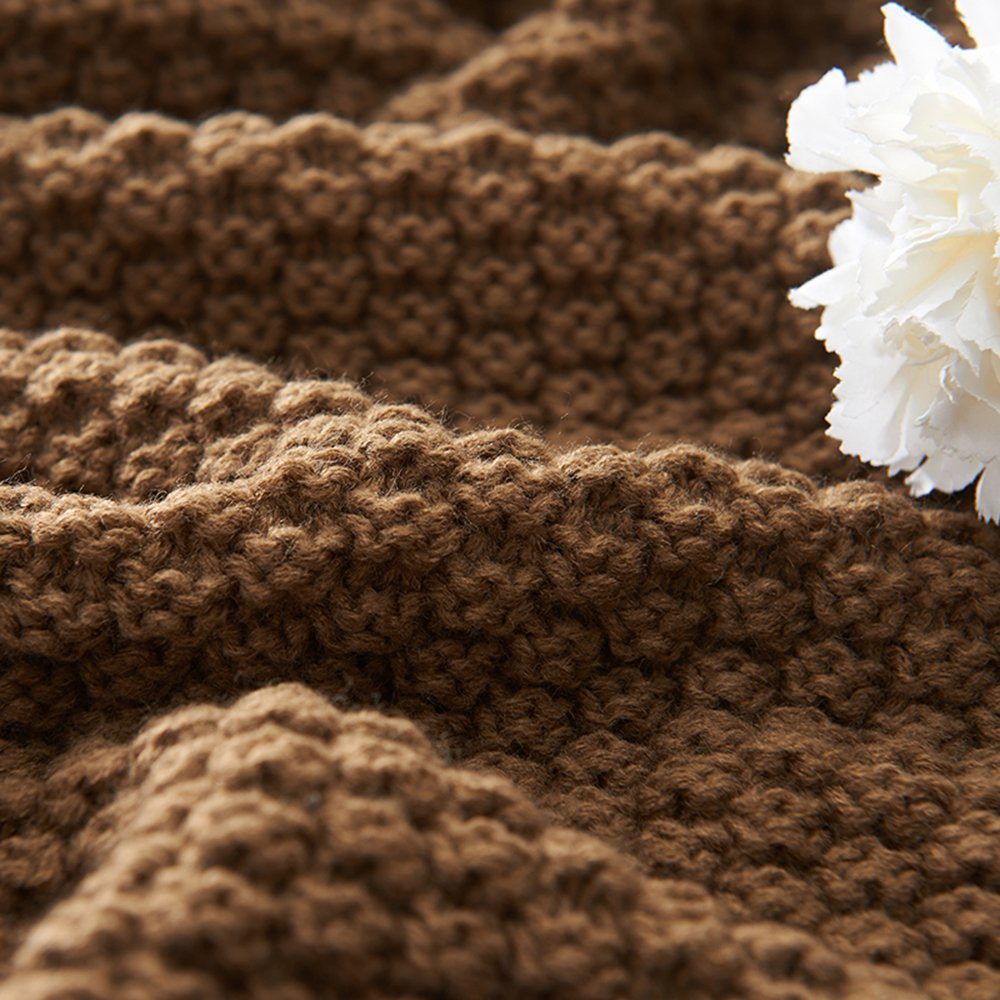 Wohndecke Kuscheldecke Gestrickte Strickdecke,Sofadecke,Tagesdecke, BTTO, Quasten,Weich,Warm,für Bett Sofa und Couch