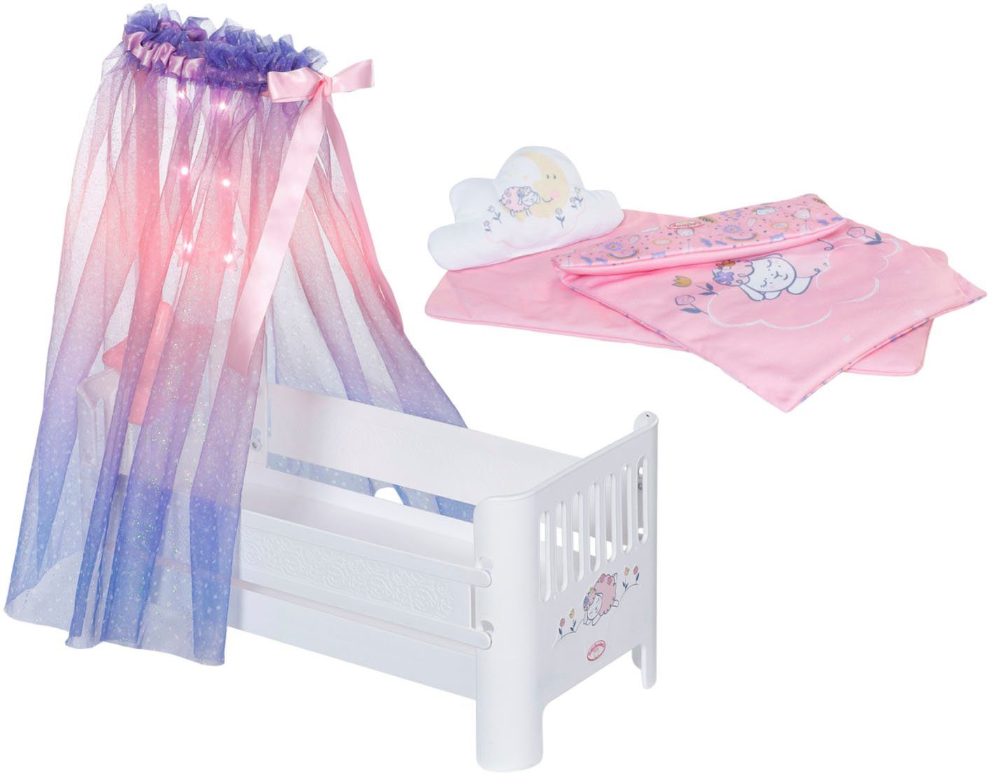 Baby Annabell Puppenbett Baby Annabell® Sweet Dreams Bett, mit Sound, Das  flauschige Wolken-Kissen spielt eine beruhigende Melodie