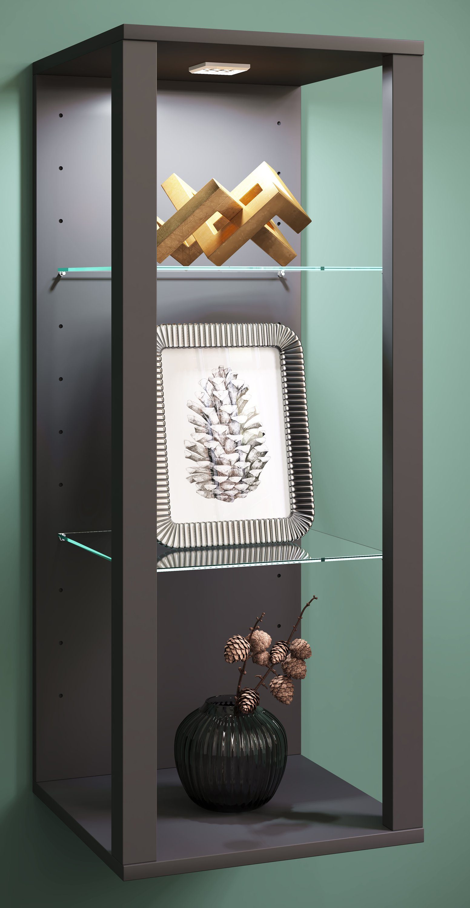 VCM Hängevitrine Wandvitrine Glasol H. 90 x B. 35 x T. 35 cm Glasvitrine hängend, Modern und platzsparend