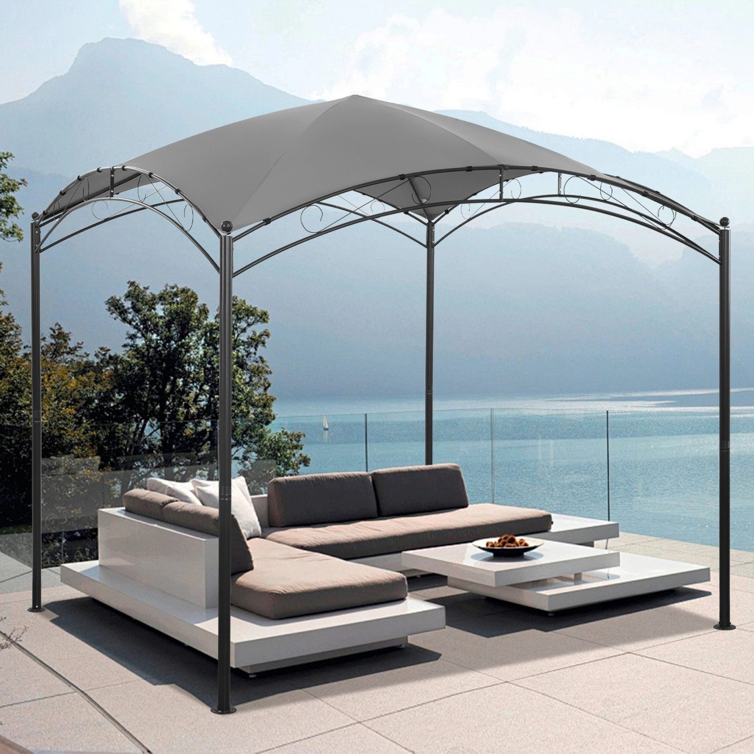 Angel Living Grillpavillon Gartenpavillon 2,5x2,5 m, Spritzwassergeschützter Outdoor-Pavillon, Wasserabweisend und UV-beständig, Ideal für Freizeit und Partys