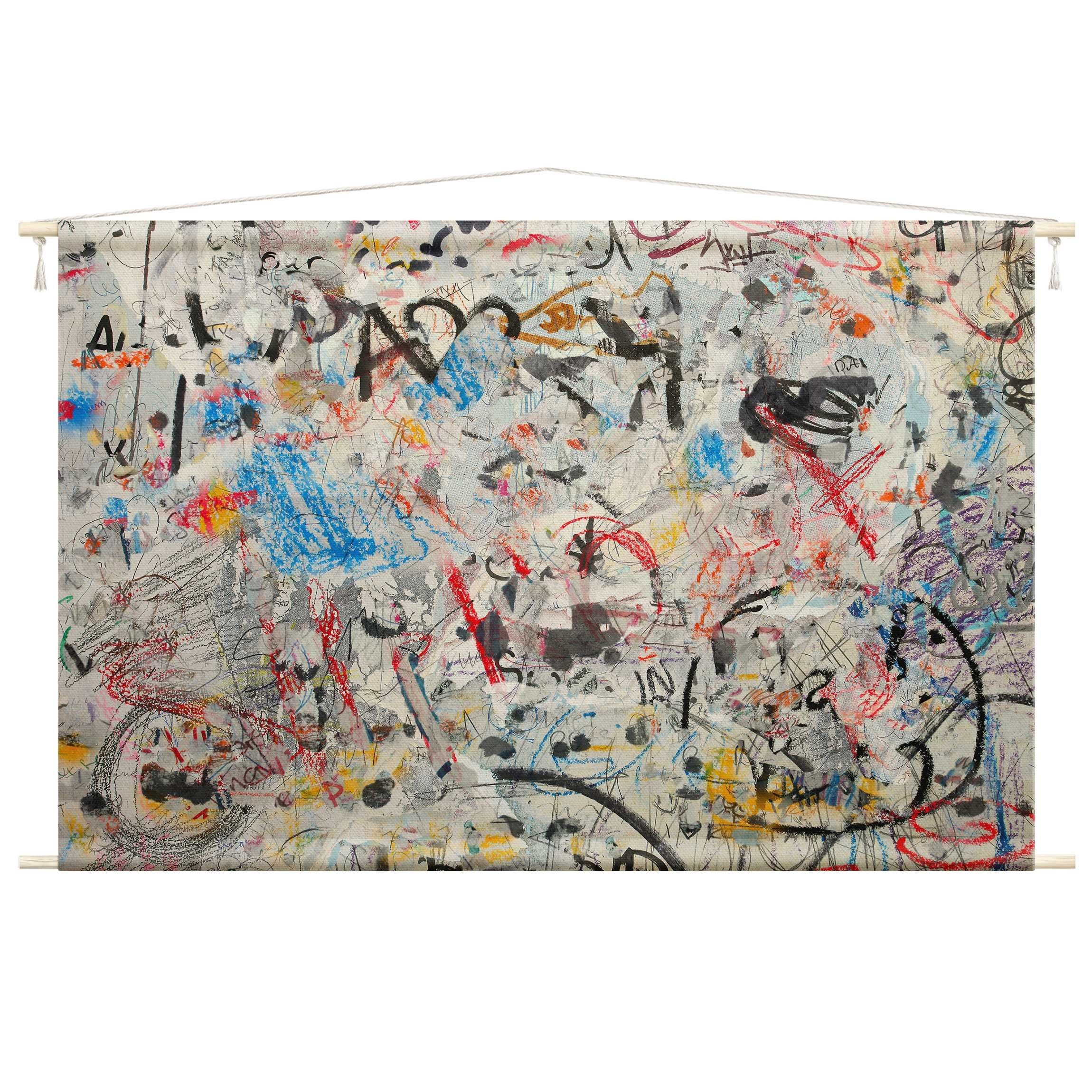 Bilderdepot24 Wandteppich modern Shabby Street Art bunt, rechteckig, Höhe: 2.6 mm, großes Wandbild aus Natur-Baumwolle Wandbehang Stoffbild Tuch Wollseil