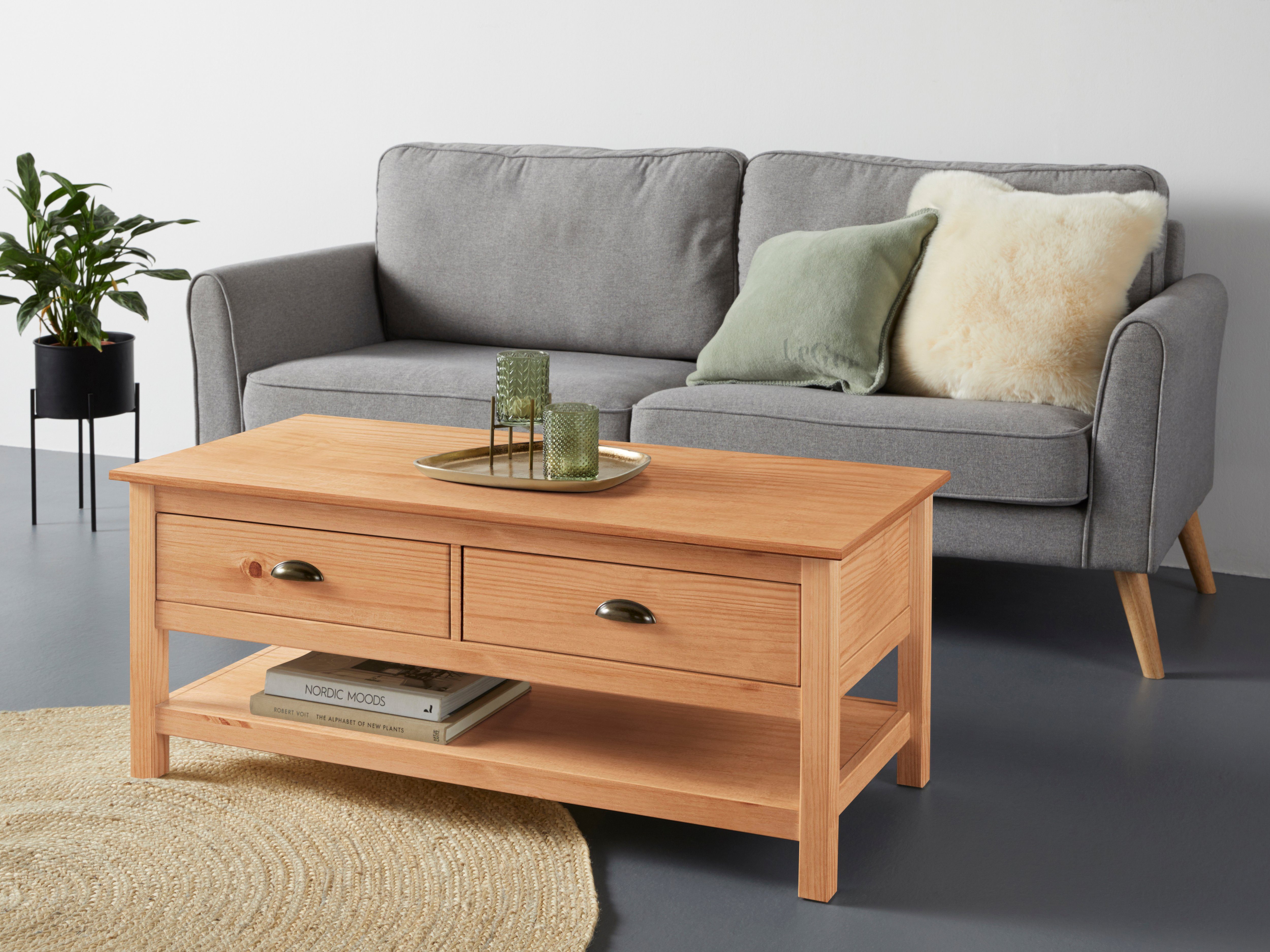 Home affaire Couchtisch Schröder, mit 2 Schubladen und 1 Einlegeboden, aus günstig online kaufen