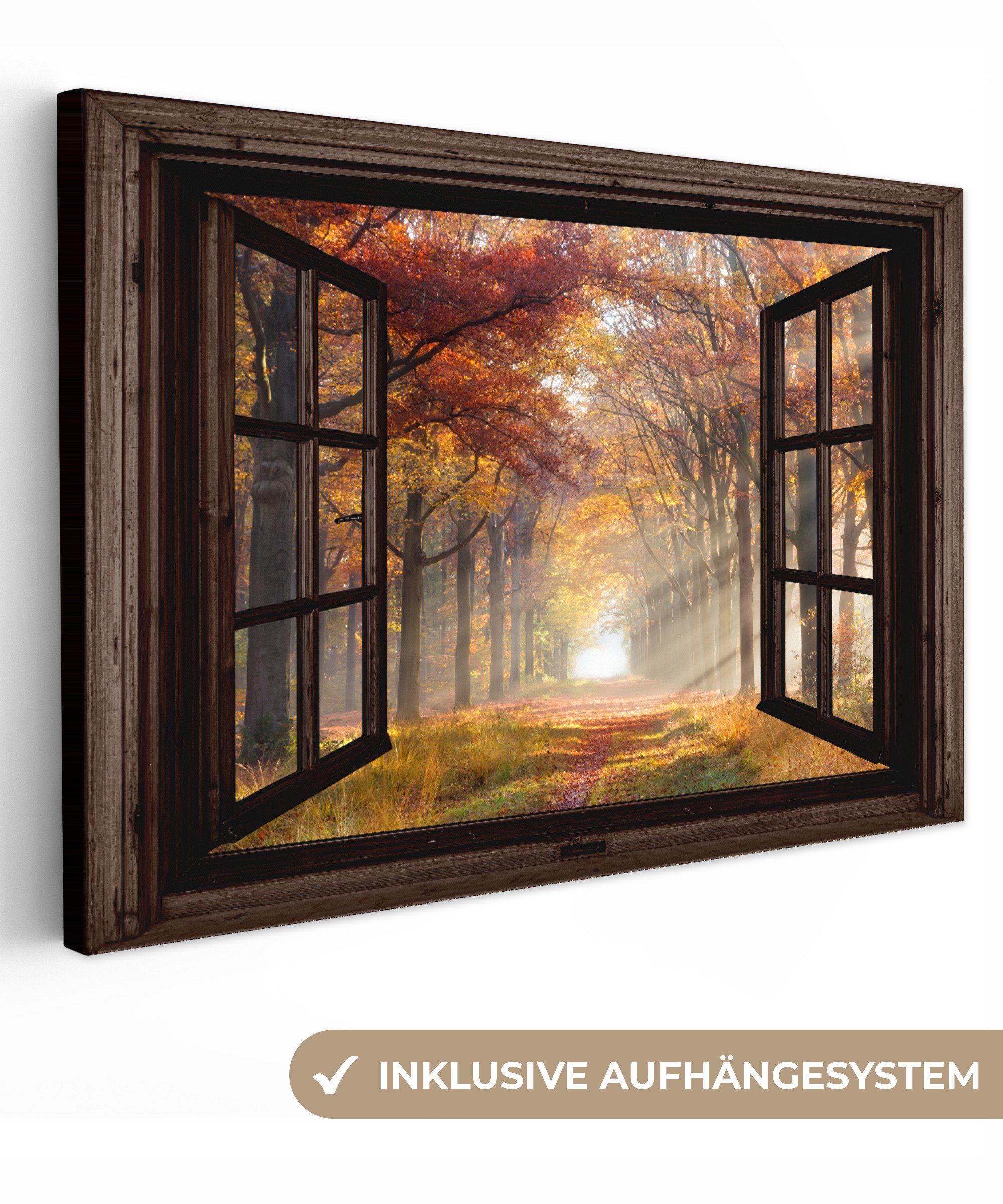 OneMillionCanvasses® Leinwandbild Herbst - Wald - günstig online kaufen