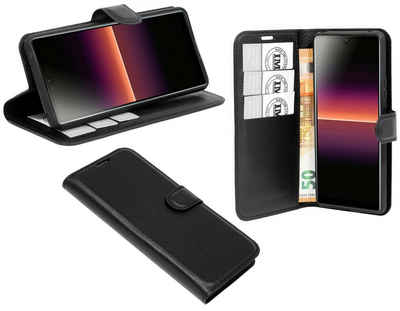 cofi1453 Handyhülle Hülle Tasche für Sony Xperia L4, Kunstleder Schutzhülle Handy Wallet Case Cover mit Kartenfächern, Standfunktion Schwarz