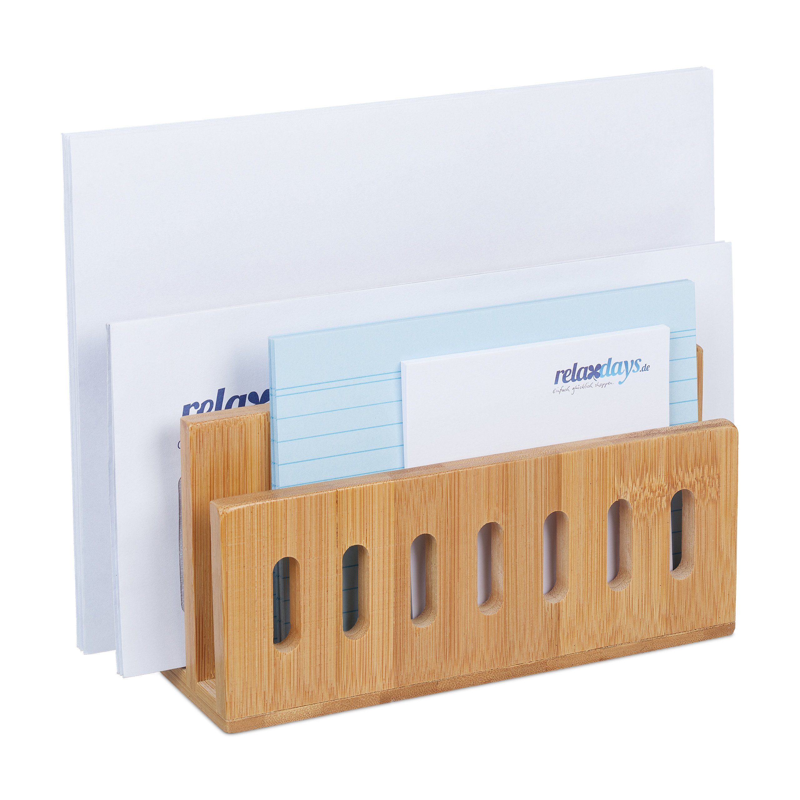 relaxdays Briefablage Dokumentenhalter Bambus (1-St)
