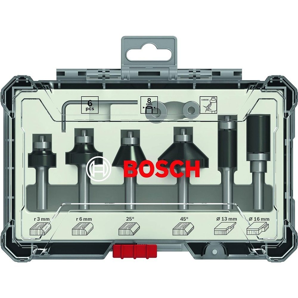 BOSCH Fräser-Set Trim & Edging 6-teilig - Fräser-Satz - schwarz, Set