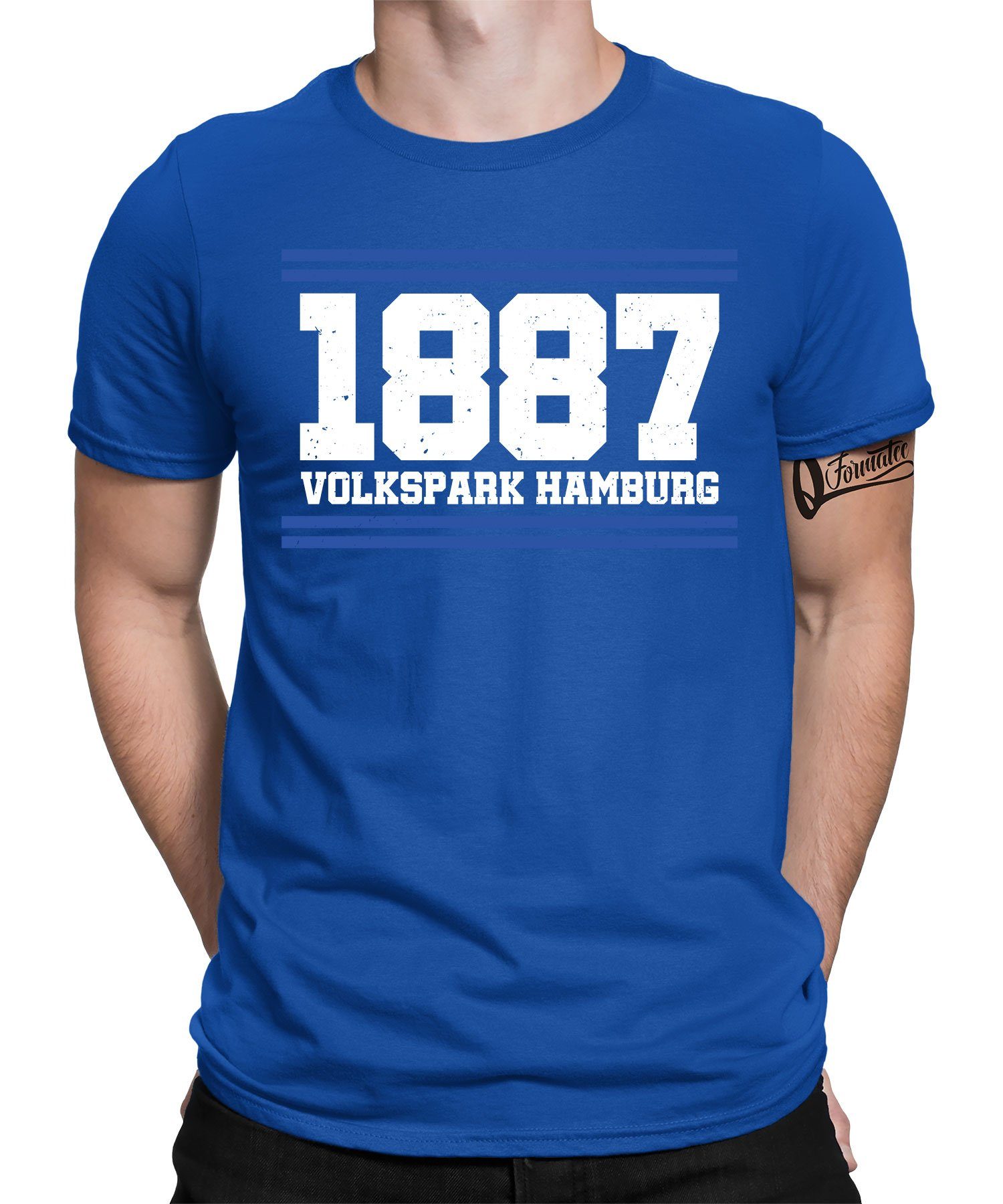 Quattro Formatee Kurzarmshirt 1887 Volkspark - Hamburg Hafen Herren T-Shirt (1-tlg) Blau