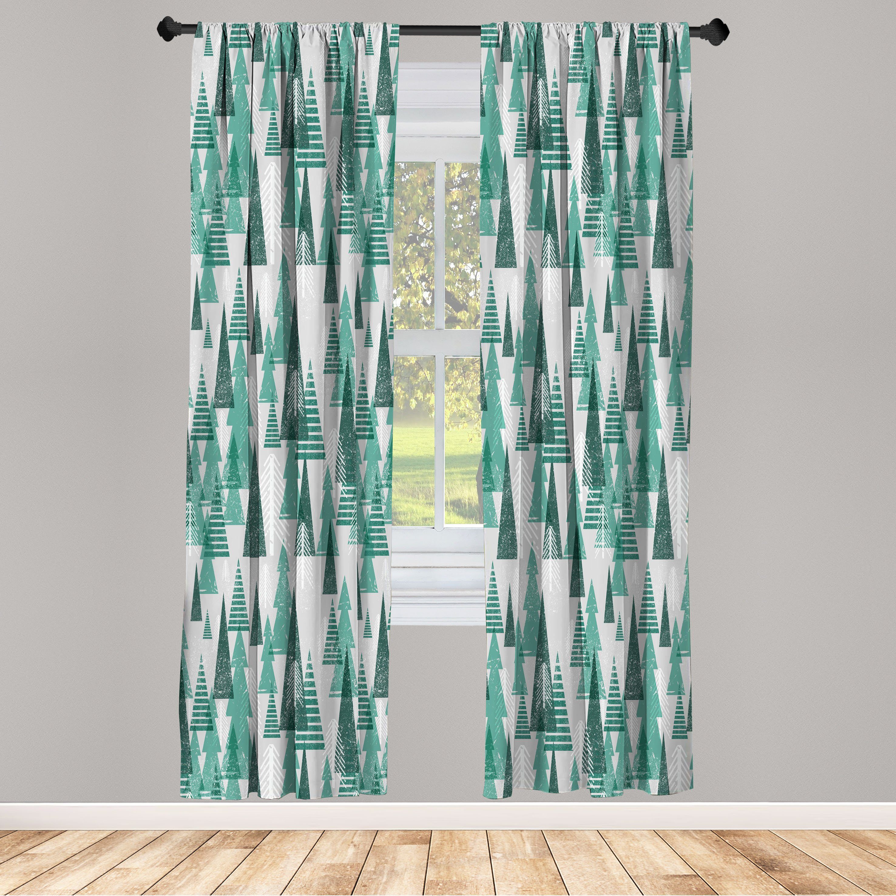 Gardine Vorhang für Wohnzimmer Schlafzimmer Dekor, Abakuhaus, Microfaser, Geometrischer Wald Winter-Bäume