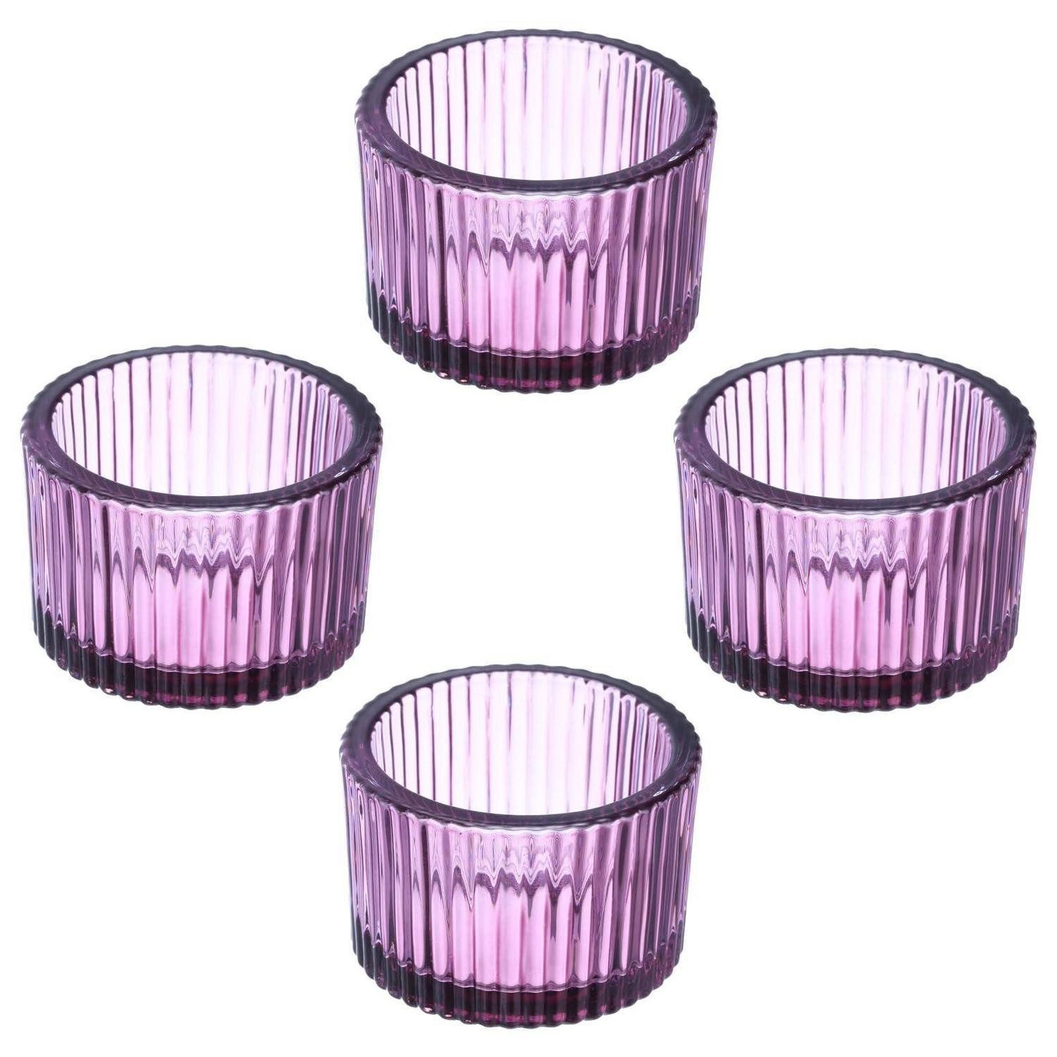 LuxusKollektion Teelichthalter Teelichthalter Glas Lila 4 Stk. (4 St)