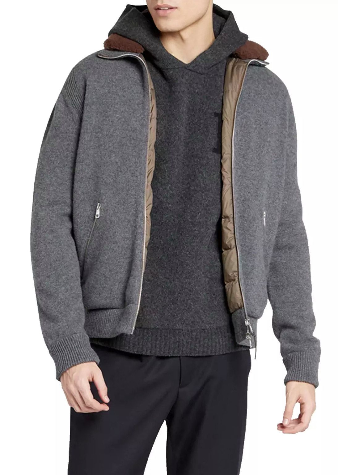 MONCLER Daunenjacke Montgenevre Woll Jacke mit Abnehmbarer Shearling-Kragen gerippte Bündchen, elastischer Saum, Logo-Patch am Ärmel