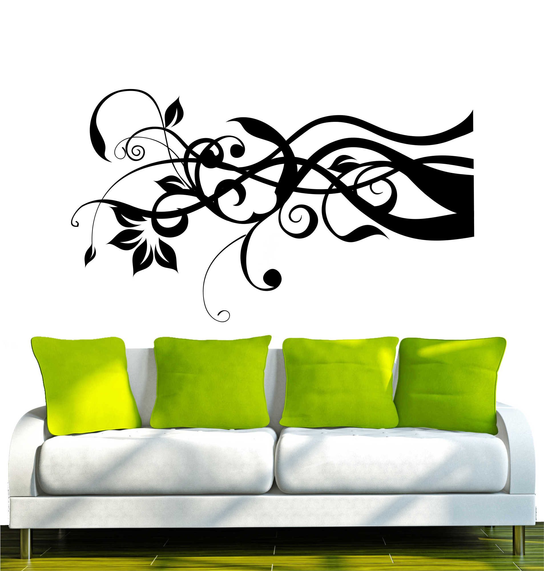 INDIGOS UG Wandtattoo Wandtattoo - Wandaufkleber - w317 Rose Tulpe Blatt Ranke Baum Pflanze