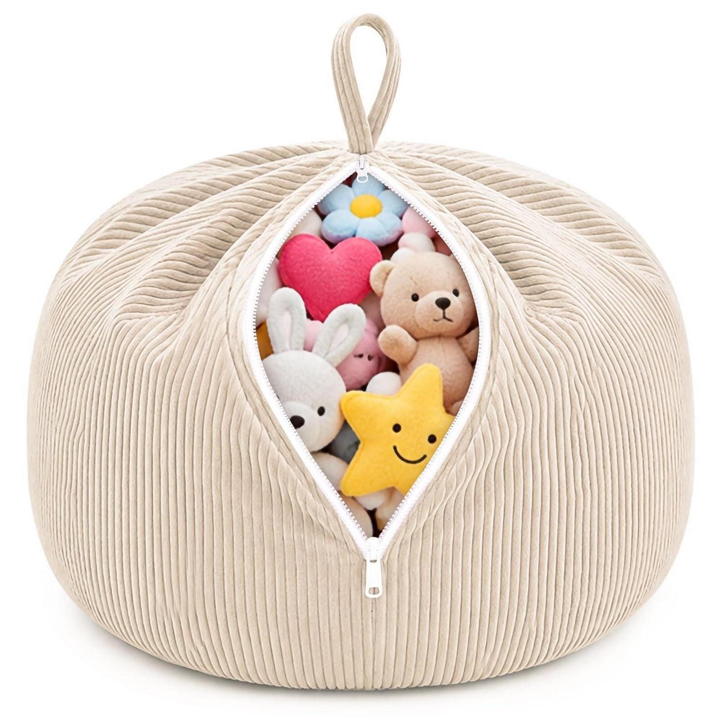 LuxusKollektion Spielzeugtruhe Kinder Sitzsack-Bezug Stofftier Aufbewahrung Beige (1 St)