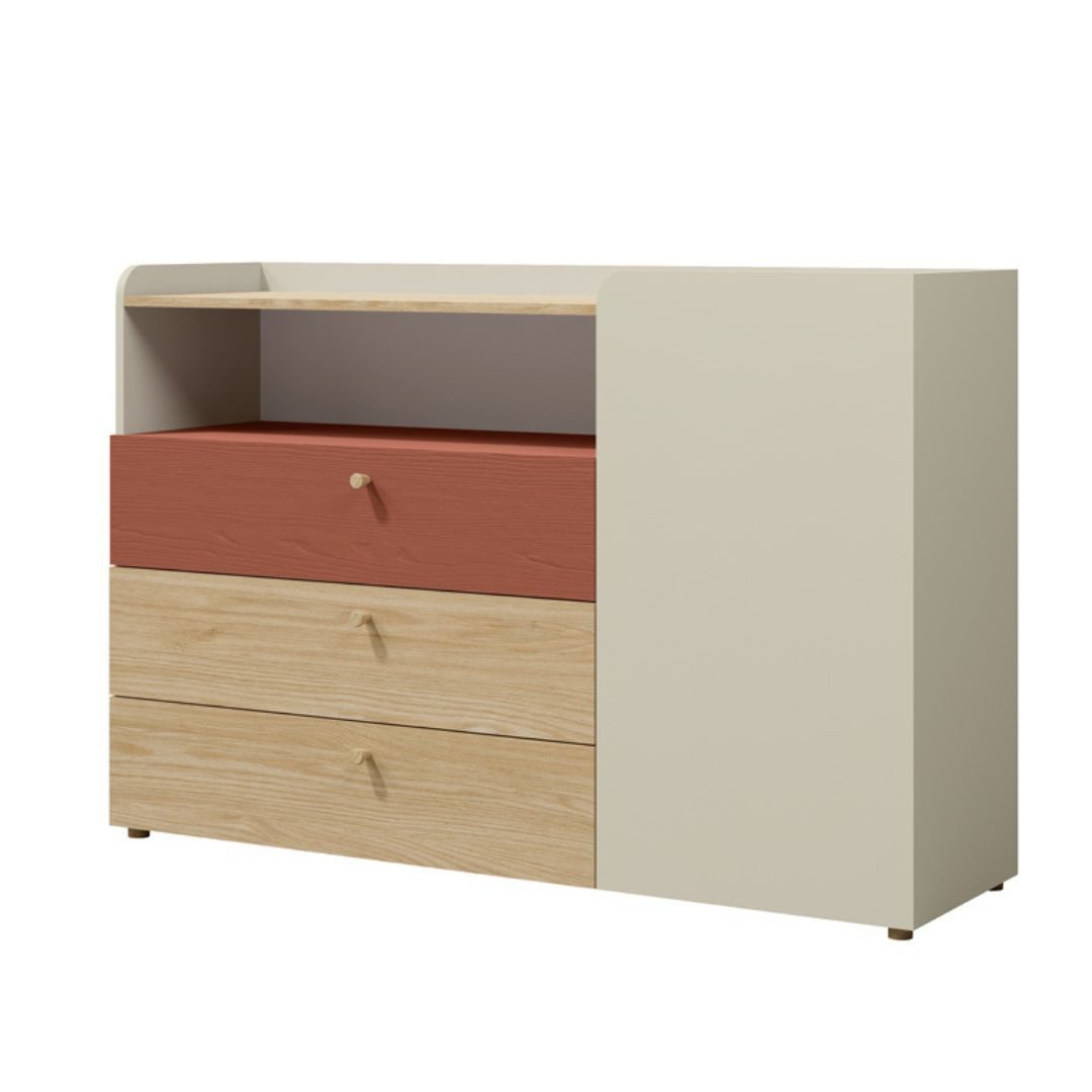 Compleo Kommode 140 cm breit, Kinderzimmerkommode mit 3 Schubladen, Kommode für Kinderzimmer