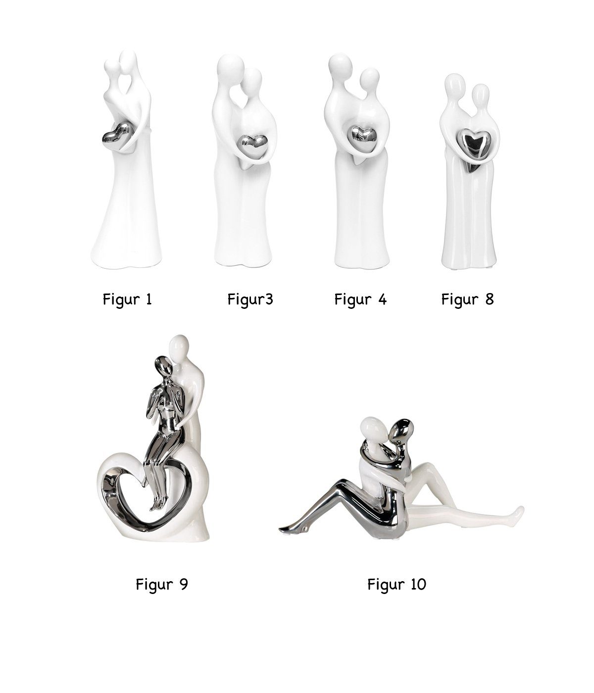 Brillibrum Dekofigur Skulptur Liebespaar Keramik Figuren Paar Herz Dekofigur Porzellanfigur (1 St)