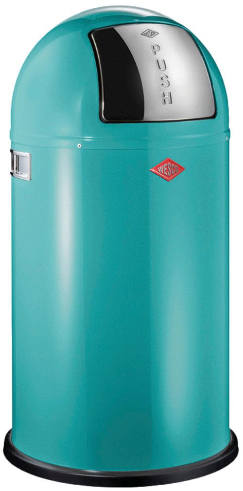 WESCO Mülleimer Pushboy Abfallsammler, mit Metalleinsatz, Griffe, Einwurfklappe aus Edelstahl und Bodenring