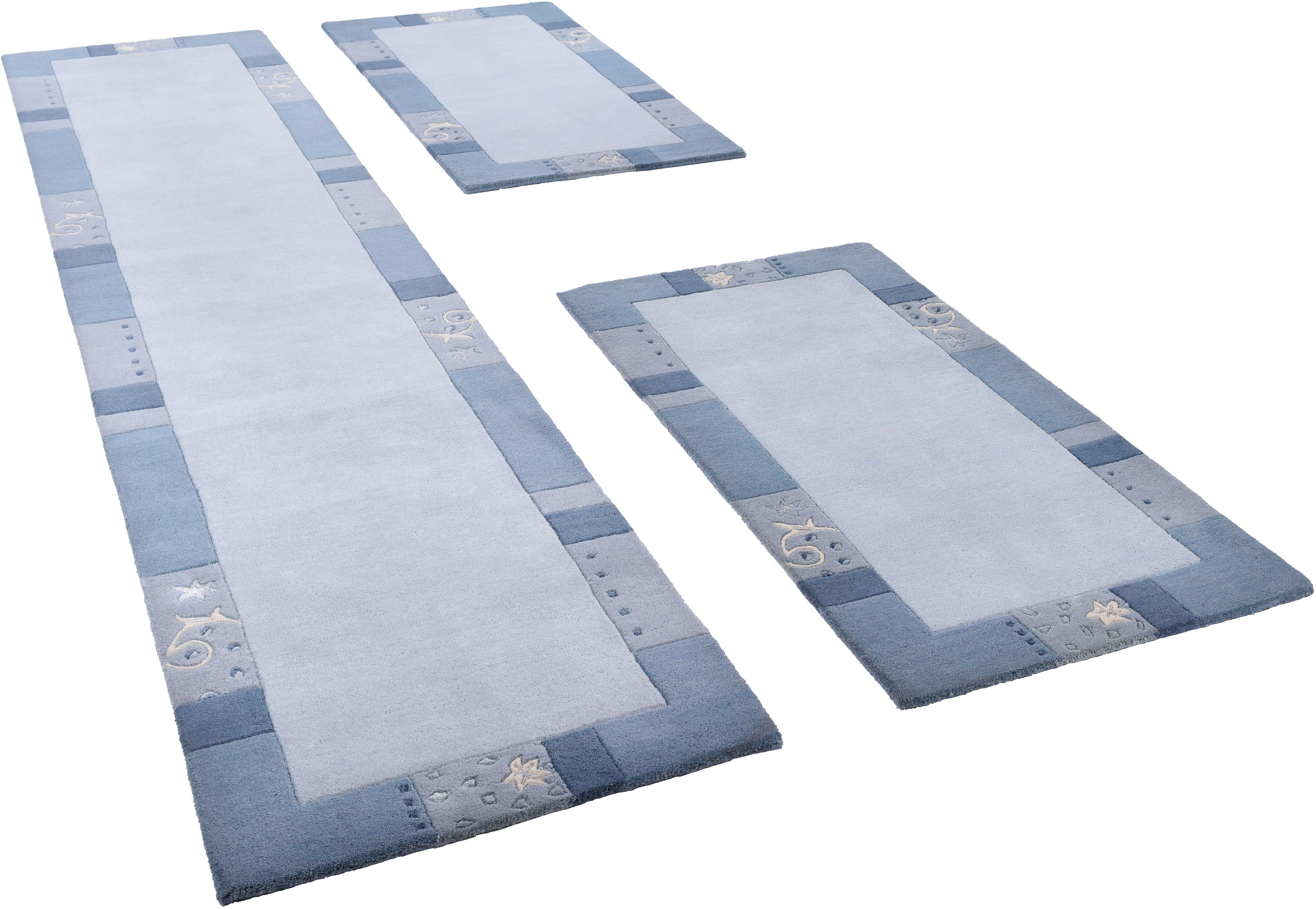 THEKO Bettumrandung Royal Ganges, Höhe 13 mm, (3-tlg), Bettvorleger, 3-teiliges Läufer-Set fürs Schlafzimmer, 95% Wolle