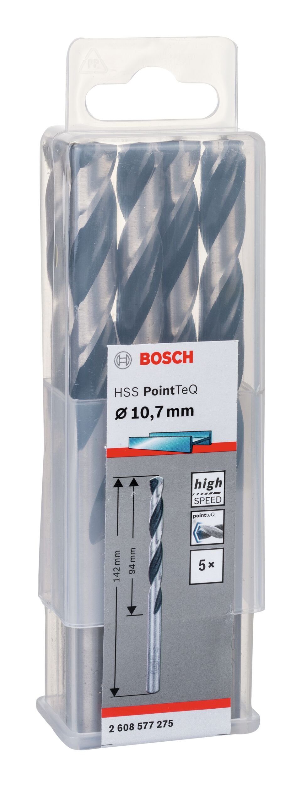 PointTeQ HSS (DIN - Metallbohrer, Metallspiralbohrer BOSCH 10,7 5er-Pack (5 - Stück), 338) mm