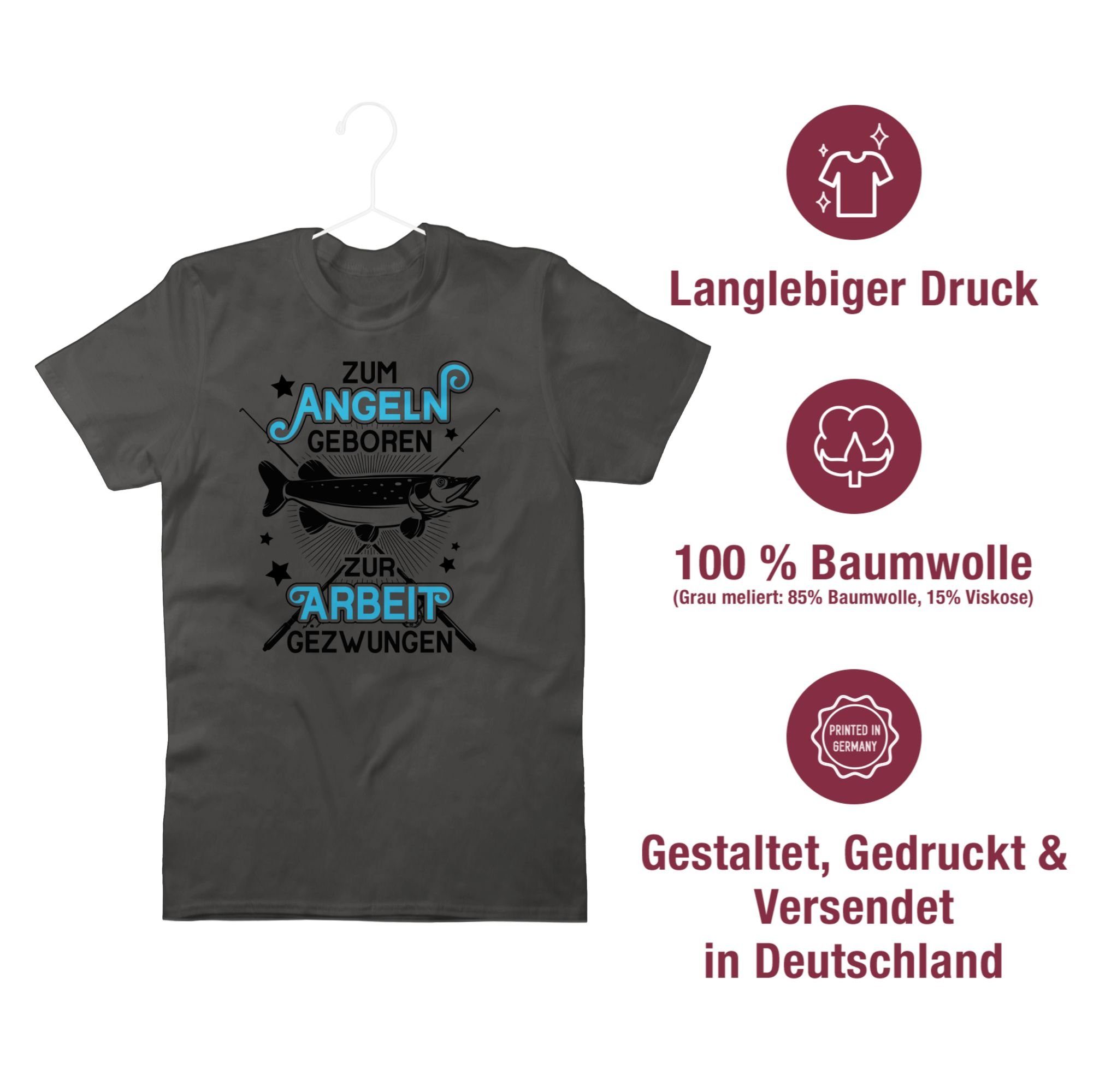 - Angeln Zum 1 schwarz Shirtracer gezwungen Dunkelgrau - Angler Zur geboren Arbeit T-Shirt Geschenke