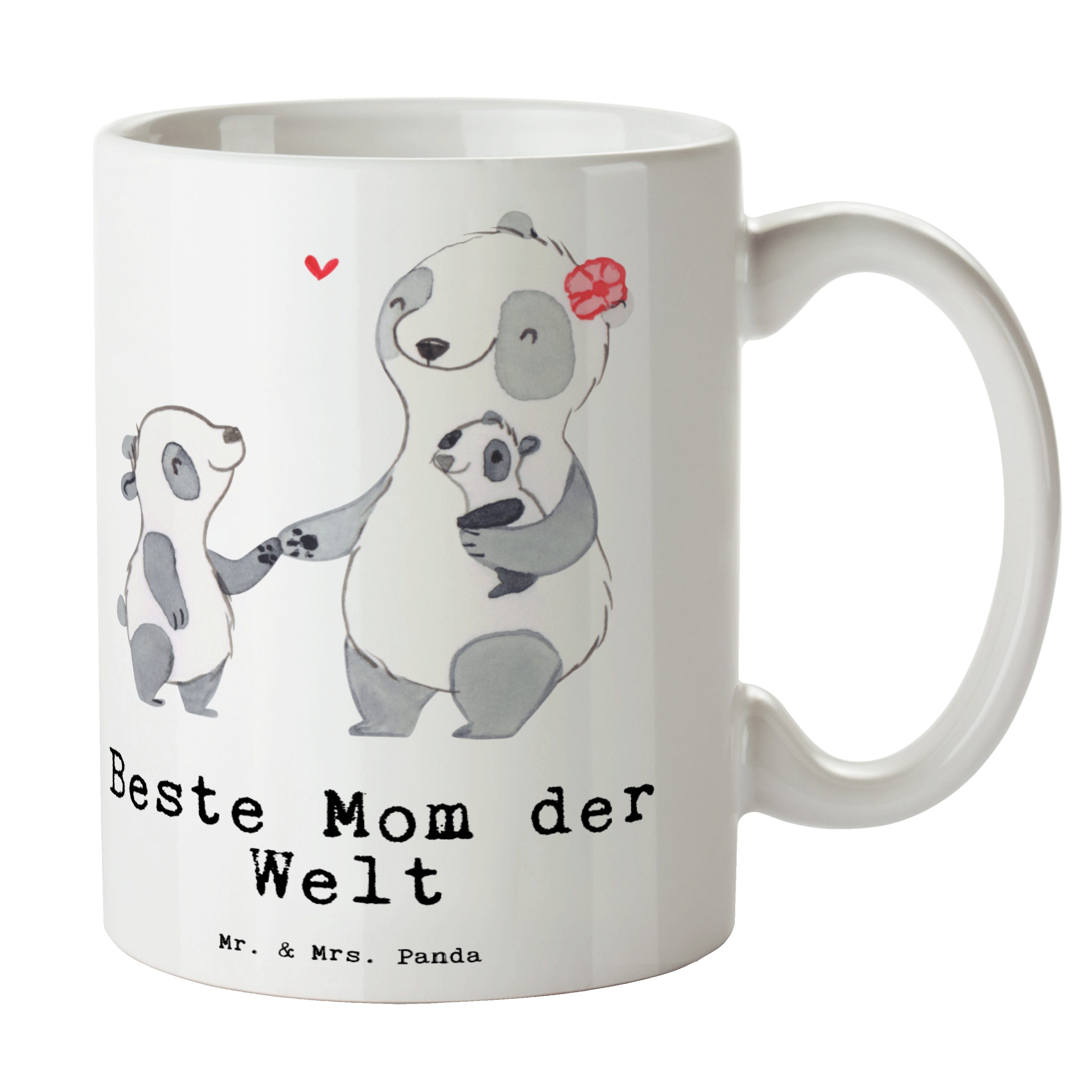 Mr. & Mrs. Panda Tasse Panda Beste Mom der Welt - Weiß - Geschenk, Freude machen, Becher, Tee, Schenken, Kaffeetasse, Mutter, Kaffeebecher, Supermama, Büro, Dankeschön, Ma, Keramik