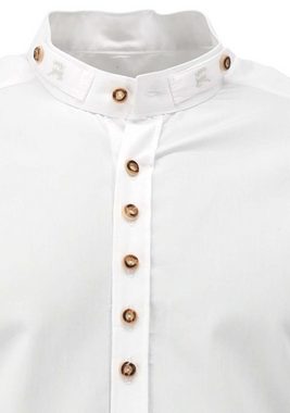 OS-Trachten Trachtenhemd Aguli Langarmhemd mit Hirsch-Stickereien auf den Riegeln
