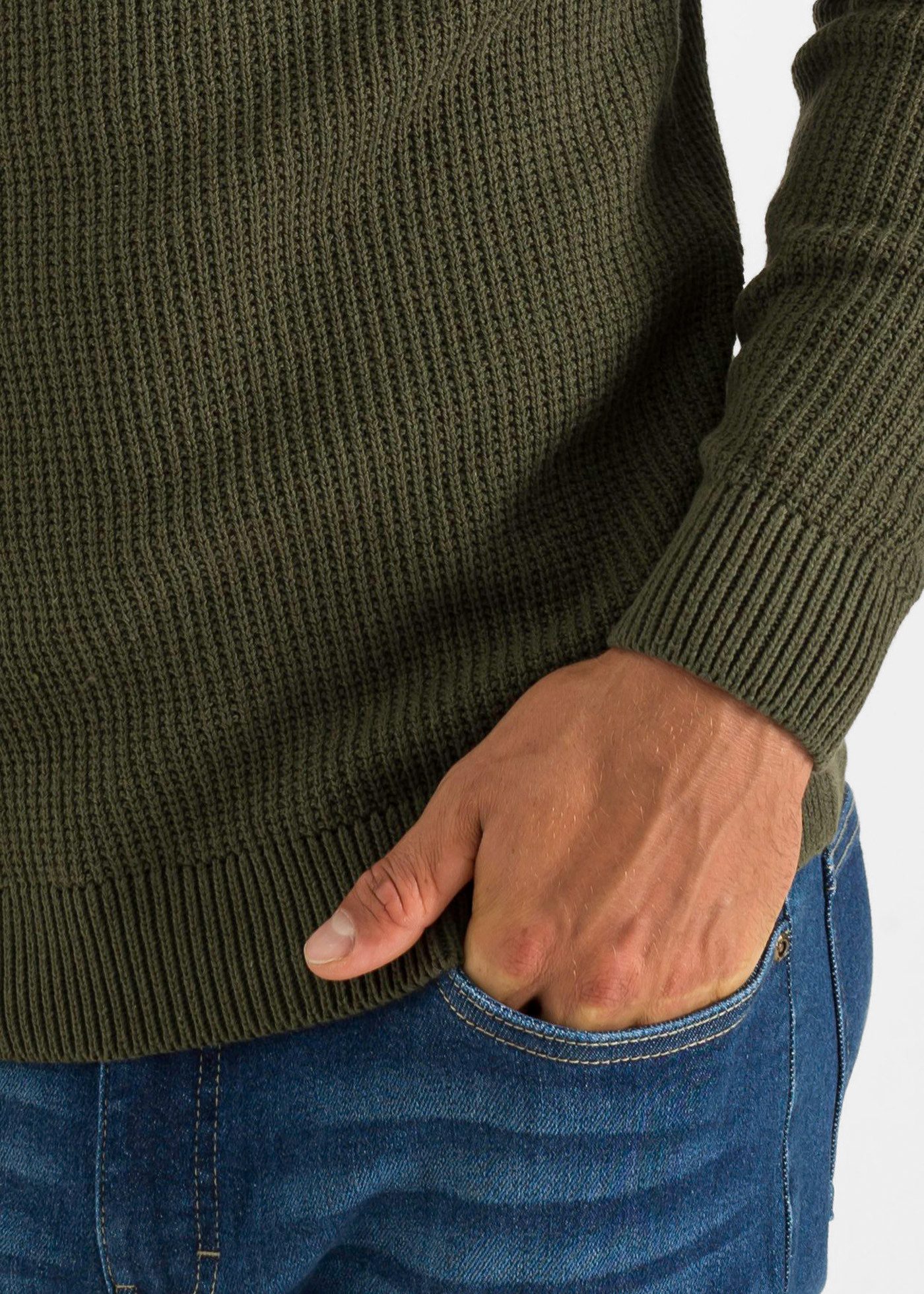 bonprix Strickpullover tolle Baumwollmischung, mit Rundhalsausschnitt, Regular Fit