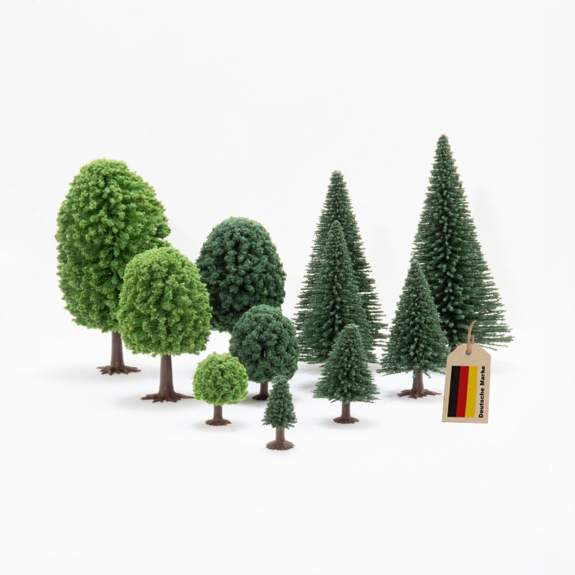 modellnatur.com Modelleisenbahn-Baum Sommerliche Modell-Laubbäume, 20 Stück, 3,5-14 cm, Spur TT, H0, Z, N, Flock