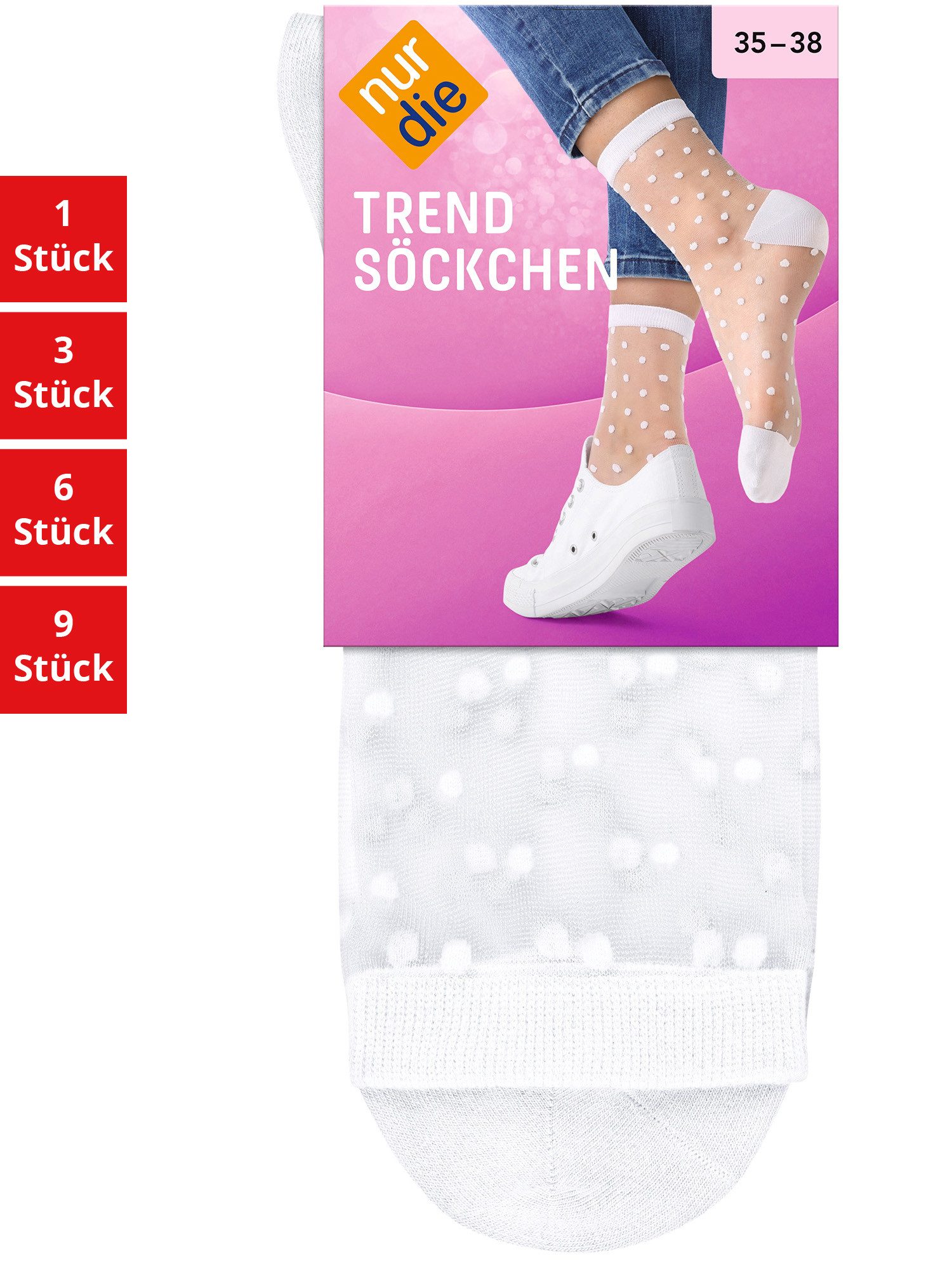 Nur Die Freizeitsocken Trendsöckchen Damen (1er/3er/6er/9er Pack, 6-Paar) socken strumpf strümpfe