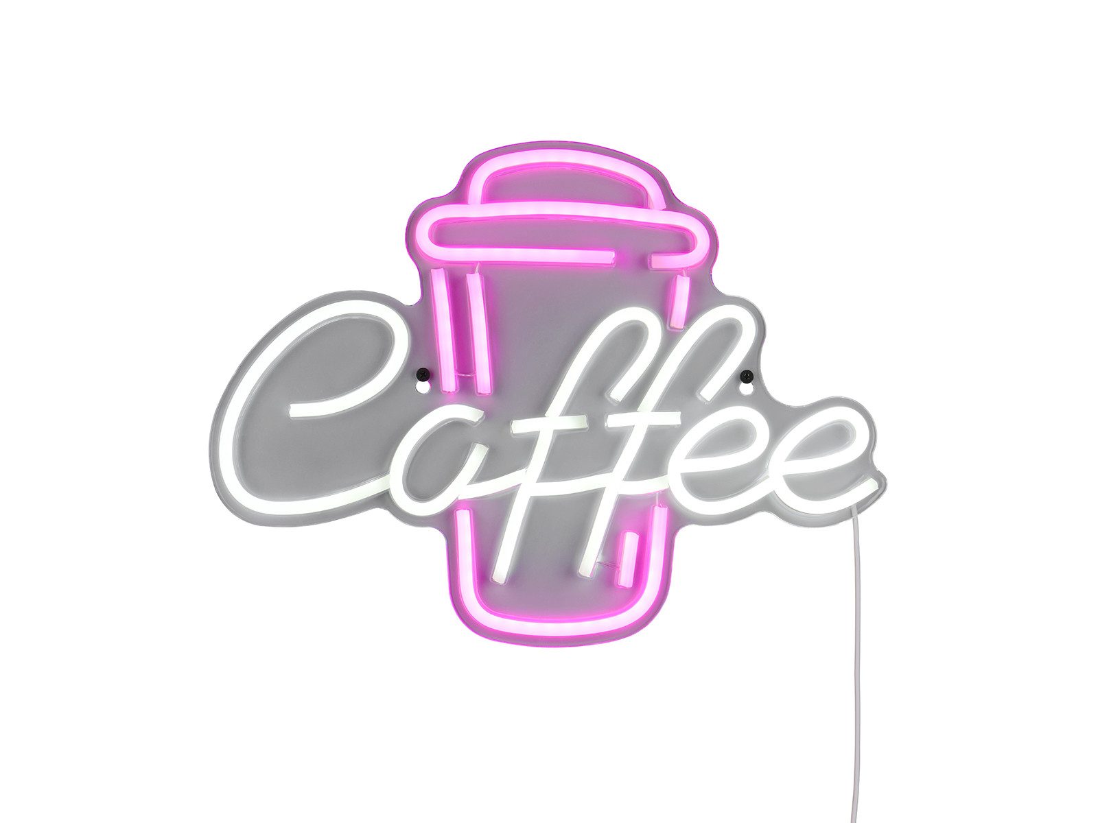 Reality Leuchten LED Dekolicht Flaches Neon-Schild Café, Breite 40cm, LED fest integriert, USB Dekoleuchte, Wand-Lampe Neonschrift mit Netzteil & Schalter