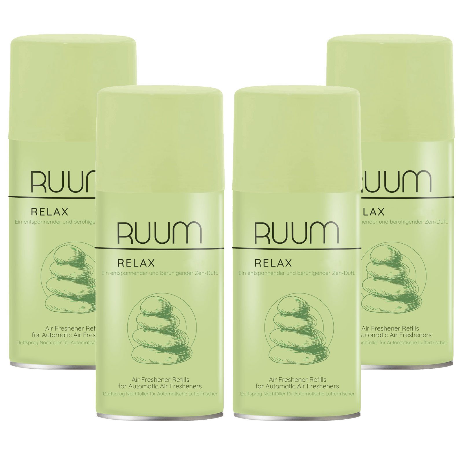 RUUM Raumduft-Nachfüllflasche Ruum Lufterfrischer Duftspray Nachfüller 250ml Relax 4er Pack (4-St., 250ml (4er Pack)