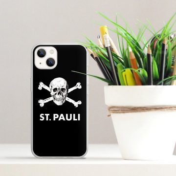 DeinDesign Handyhülle FC St. Pauli Totenkopf Offizielles Lizenzprodukt, Apple iPhone 13 Silikon Hülle Bumper Case Handy Schutzhülle