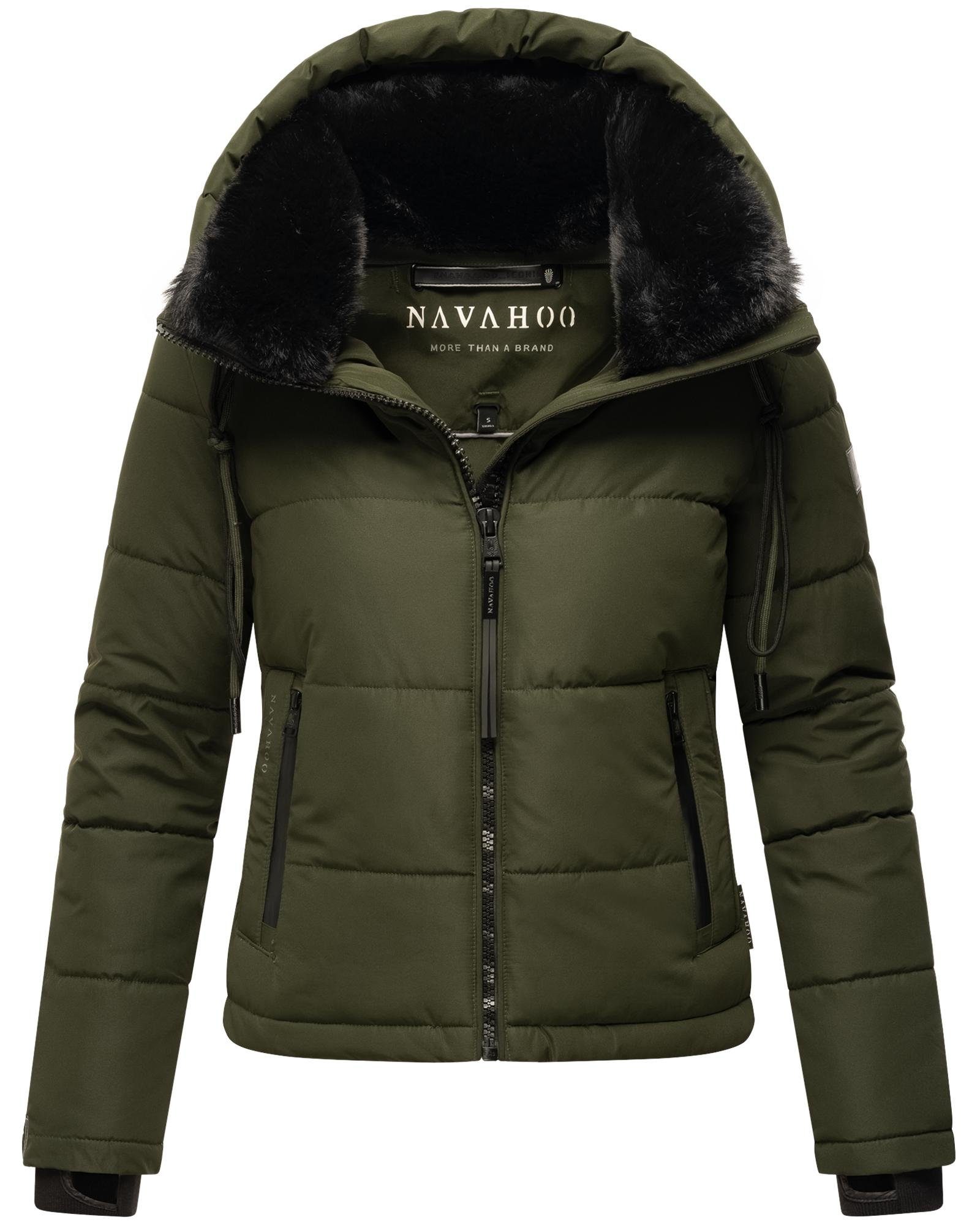 kuscheligem olivgrün mit Steppjacke XIV Liebe Mit Warme Winterjacke Damen Navahoo gesteppte Kragen