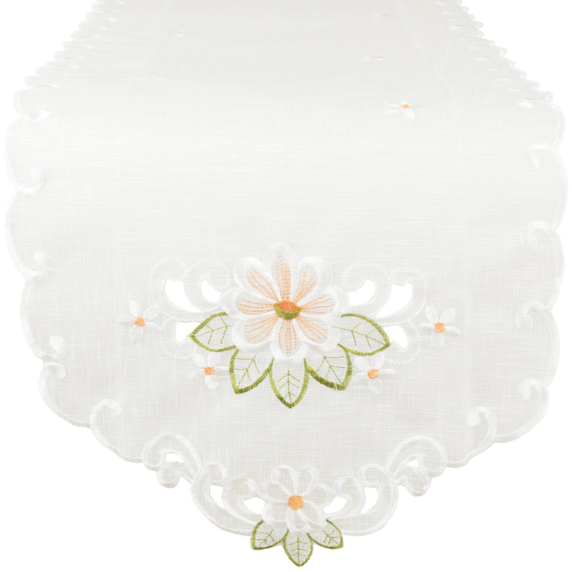 Spitze, vielen Arsvita dekorativer mit in versch. Grün Orange Tischdekoration bestickt Platzdecke - Tischläufer Tischdecke 140x35cm (1-tlg), Designs
