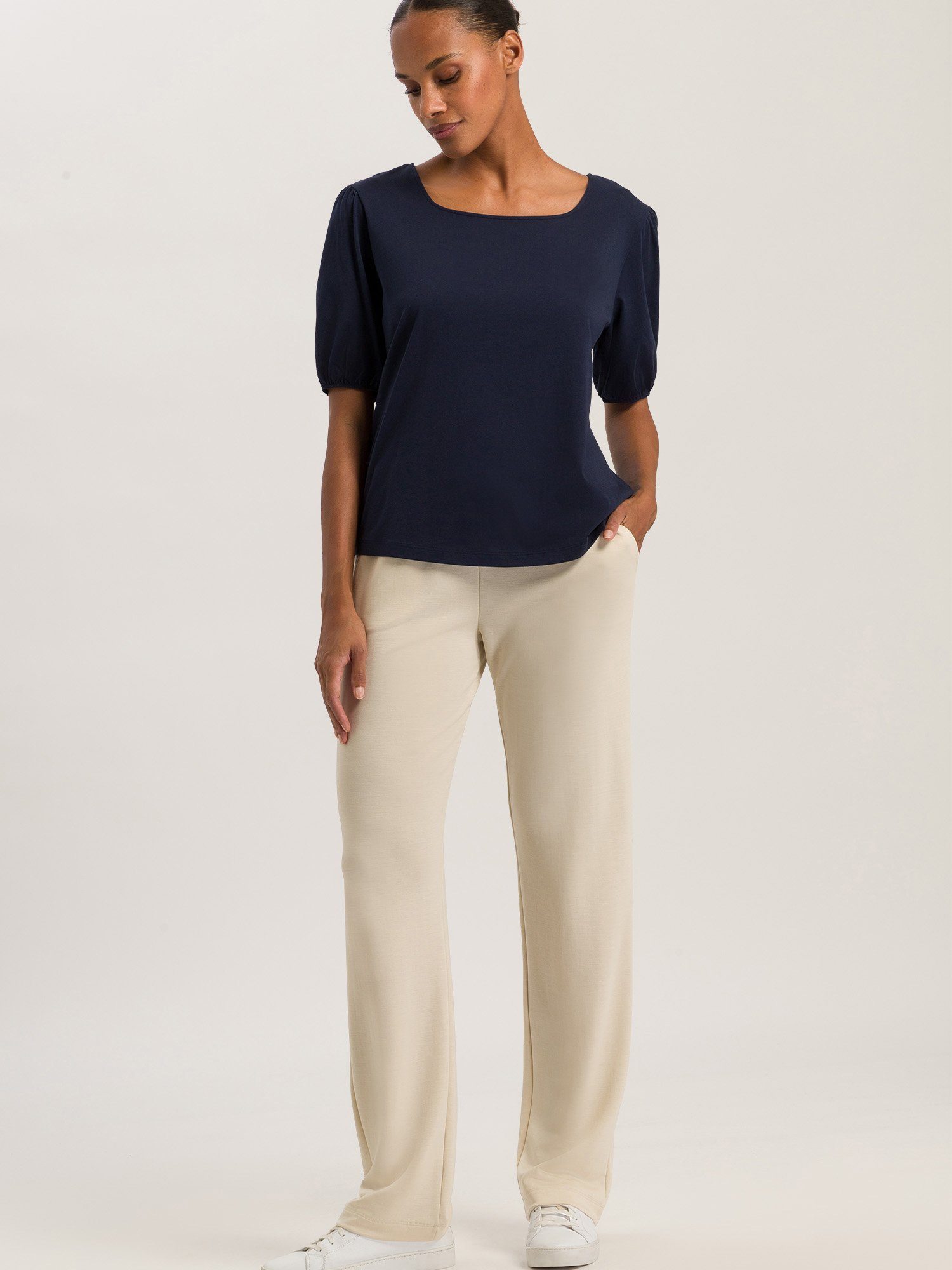 Hanro Shirtbluse Natural Shirt Ärmellose Bluse T-Shirt
