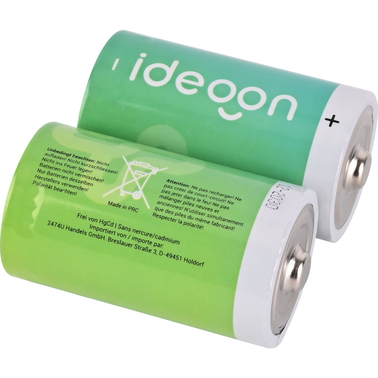 shop'n smile ideoon D Mono Batterien LR20 Alkaline 1,5V Langlebige Energie für Haushalt Batterie, (1,5 V, 2 St), Batterie Typ D (LR20), 1,5 V, auslaufsicher, nicht wiederaufladbar