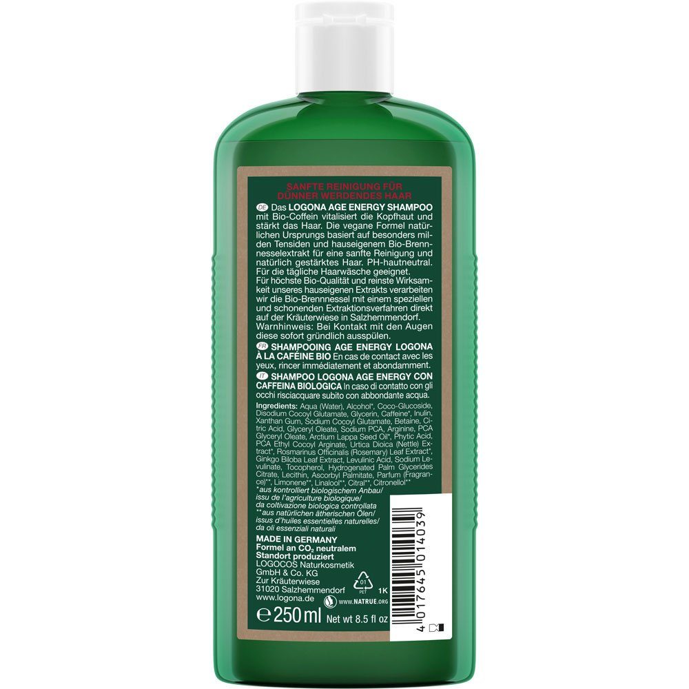 LOGONA Haarshampoo Age Energy Shampoo Bio-Coffein, 250 ml