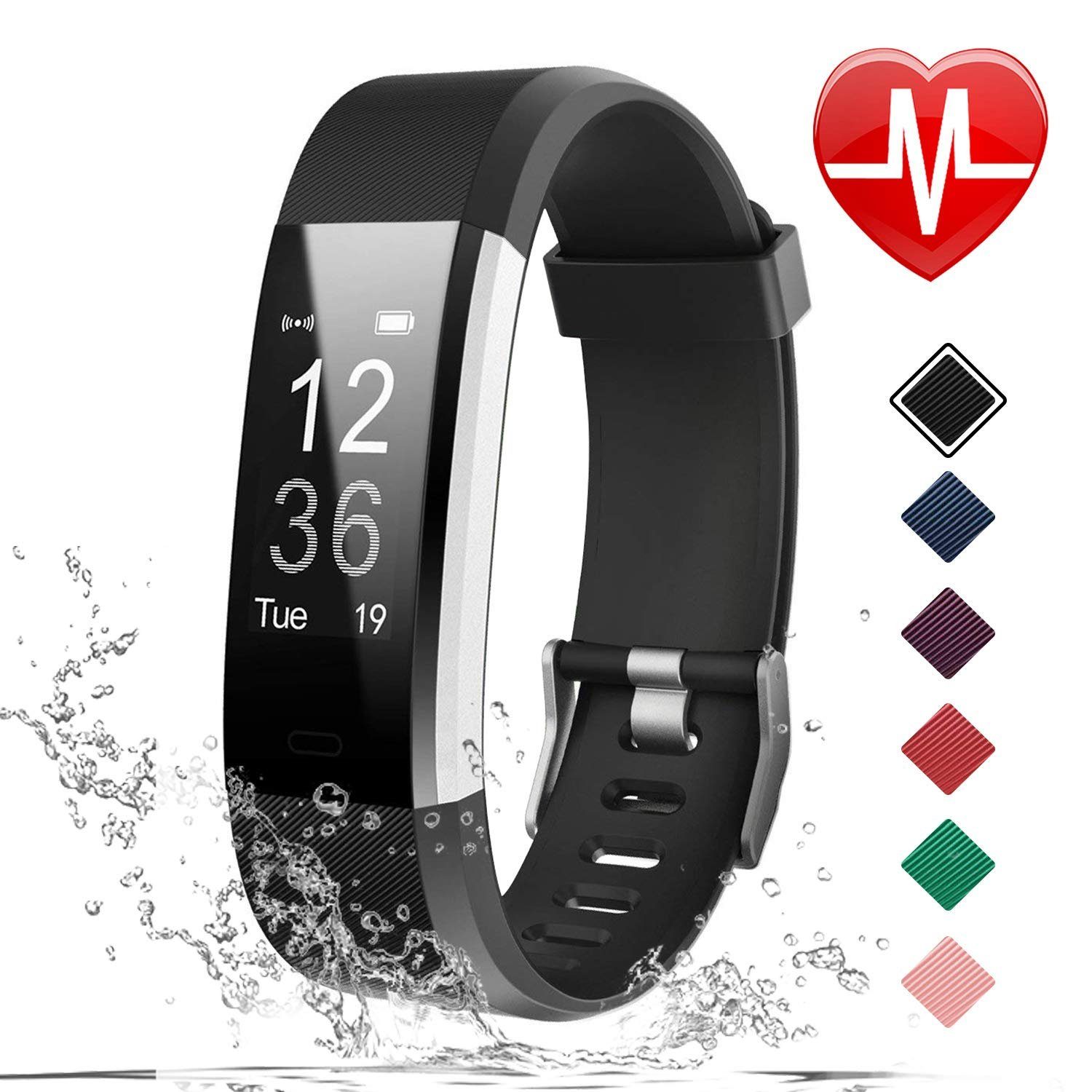 100% Activity Tracker YAMAY Fitness Armband, Smartwatch Fitness Tracker mit  Pulsmesser Wasserdicht IP68 Fitness Uhr Messgerät schwarz