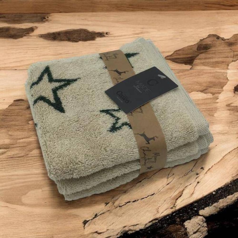 Cawö Home Seiftuch Christmas Edition 792 Sterne Grün (3er Set), Baumwolle (3er Set)