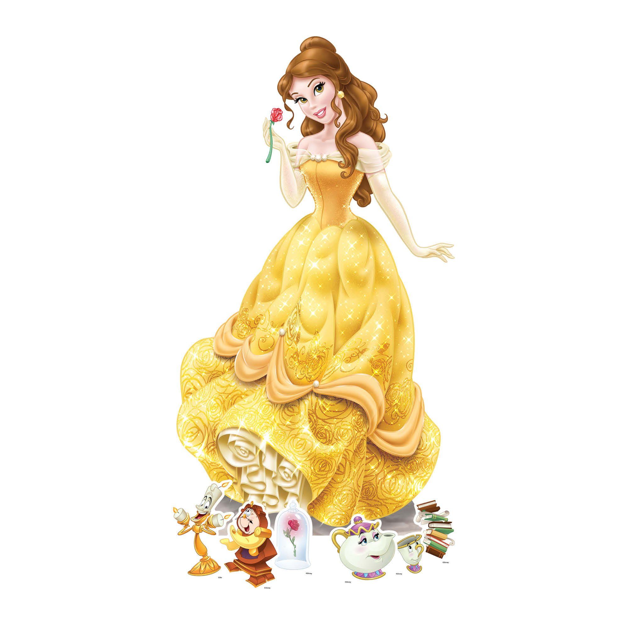 empireposter Dekofigur Pappaufsteller Set - Disney Belle 76x134 cm sowie 6 kleine Aufsteller für die Tischdeko | Dekofiguren