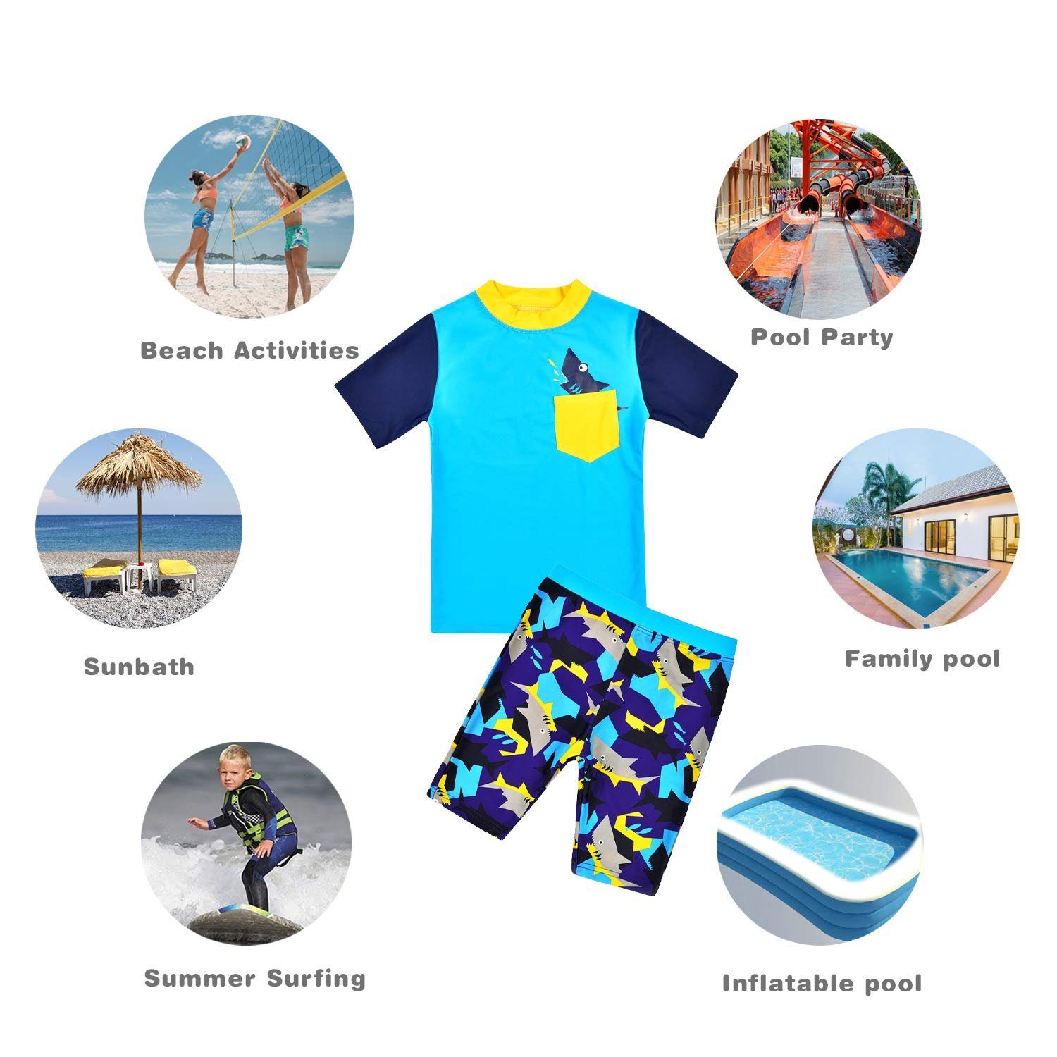 Badehose Maritim SISIA Kinderbadeanzug Jungen Badeanzug Uv-Schutz Badeanzug Shark_Blau