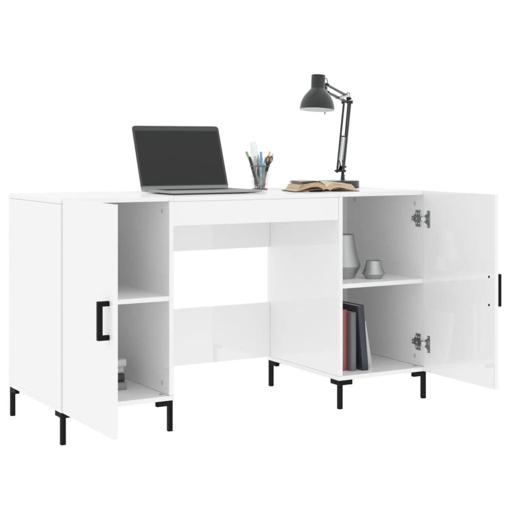 cm Schreibtisch Hochglanz-Weiß furnicato 140x50x75 Holzwerkstoff