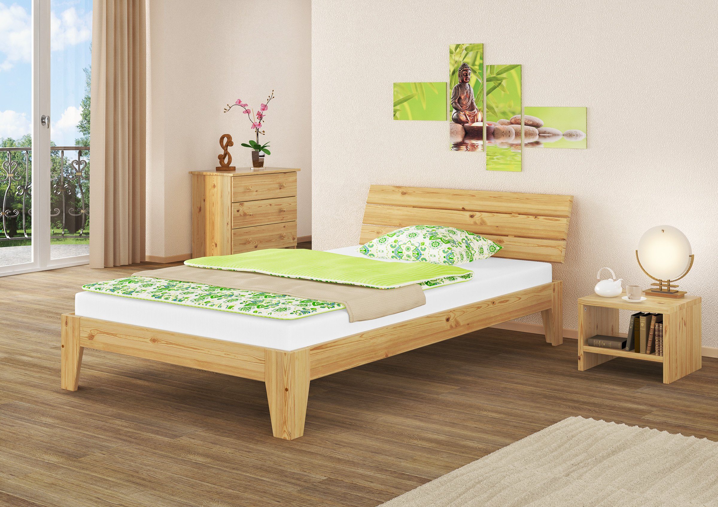 ERST-HOLZ Bett Kieferbett Einzelbett Massivholz Studentenbett günstig online kaufen