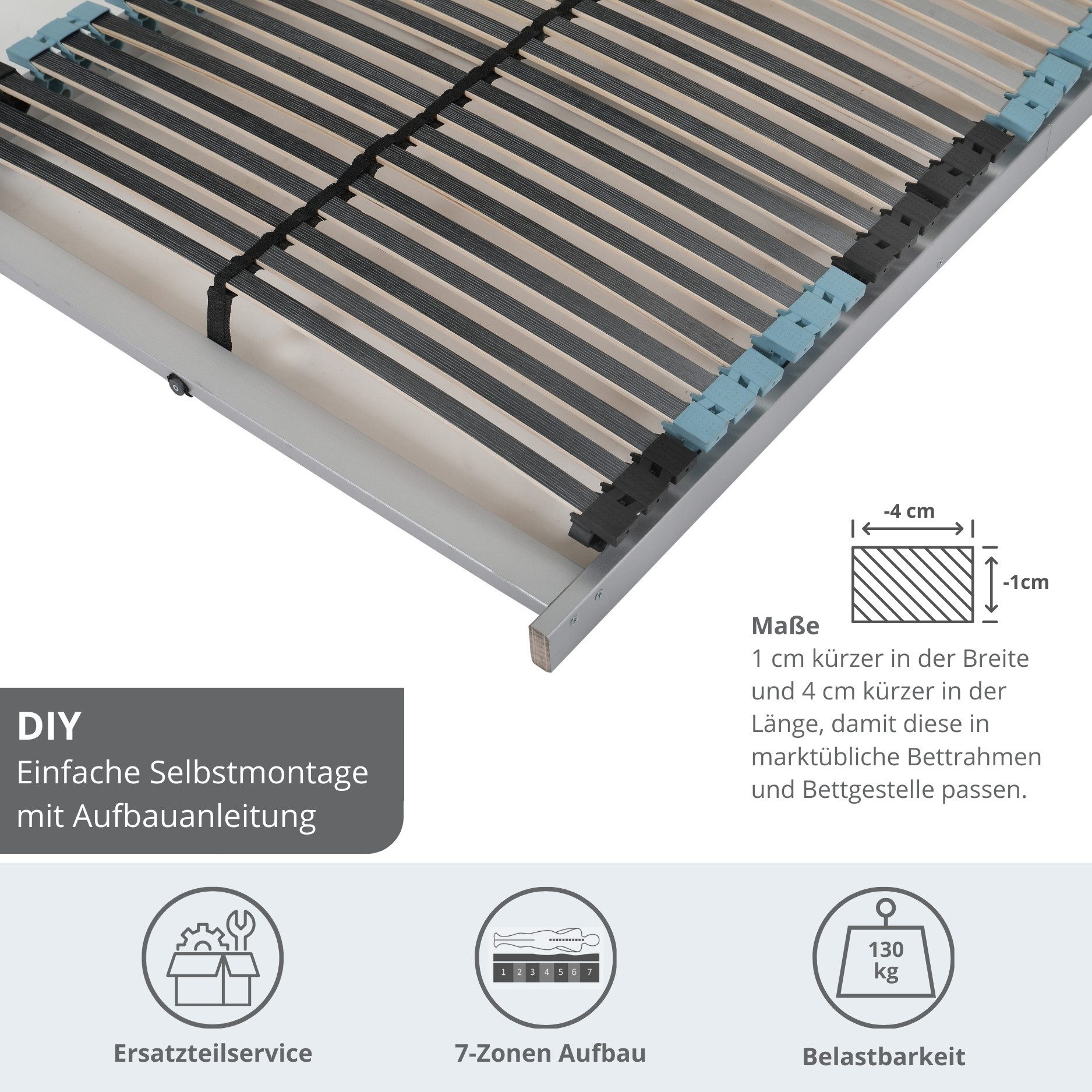 Lattenrost Kumo, liebling, Kopfteil nicht verstellbar, Fußteil nicht verstellbar, zur Selbstmontage DIY, 42 Leisten inkl. Mittelzonenverstellung
