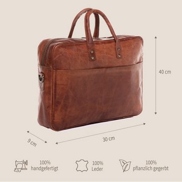 SID & VAIN Laptoptasche CEDAR, Businesstasche 15 Zoll echt Leder Unisex, Aktentasche, hellbraun