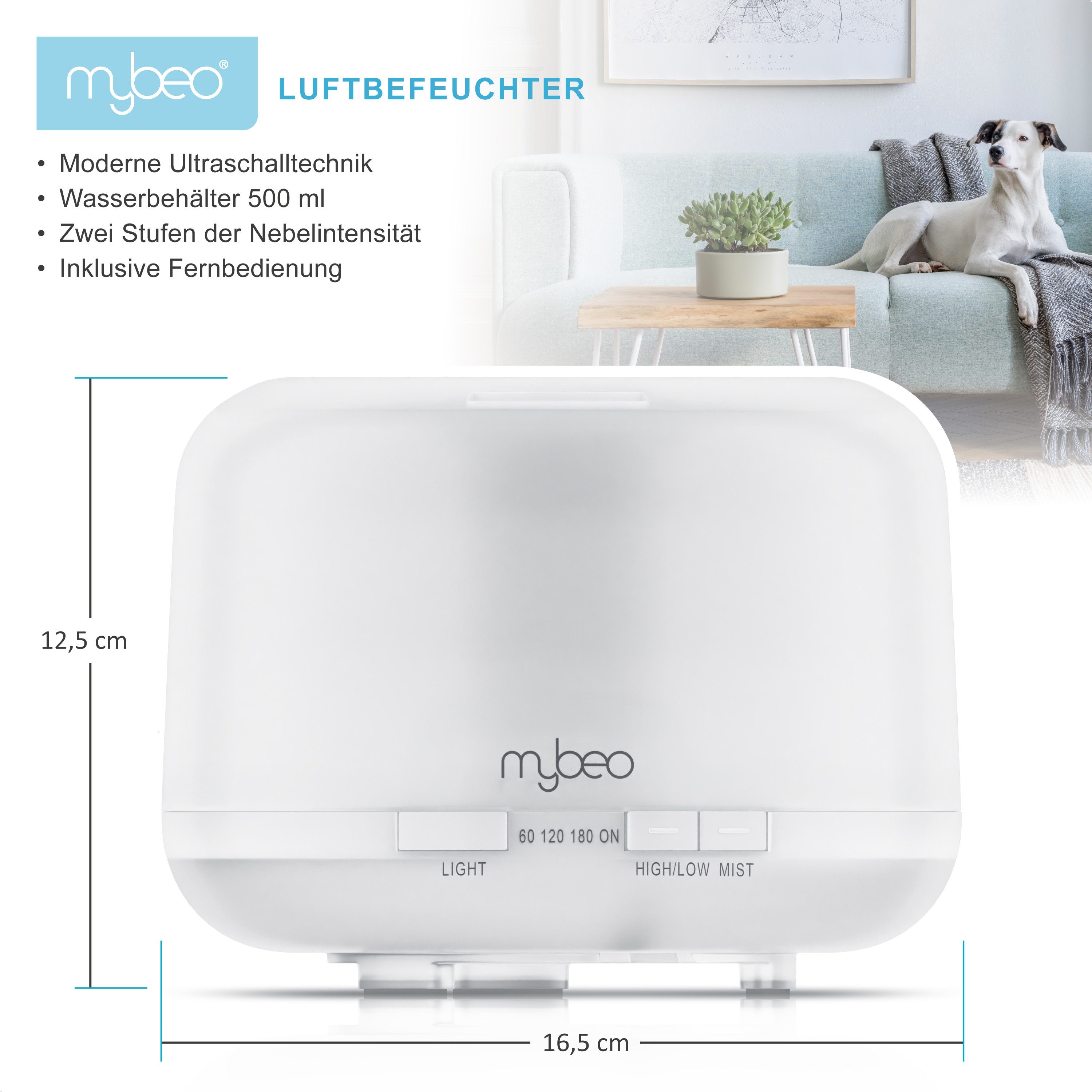 MyBeo Luftbefeuchter Aroma Diffuser 0,5 L mit Stimmungslicht in 7 Farben, 2 günstig online kaufen