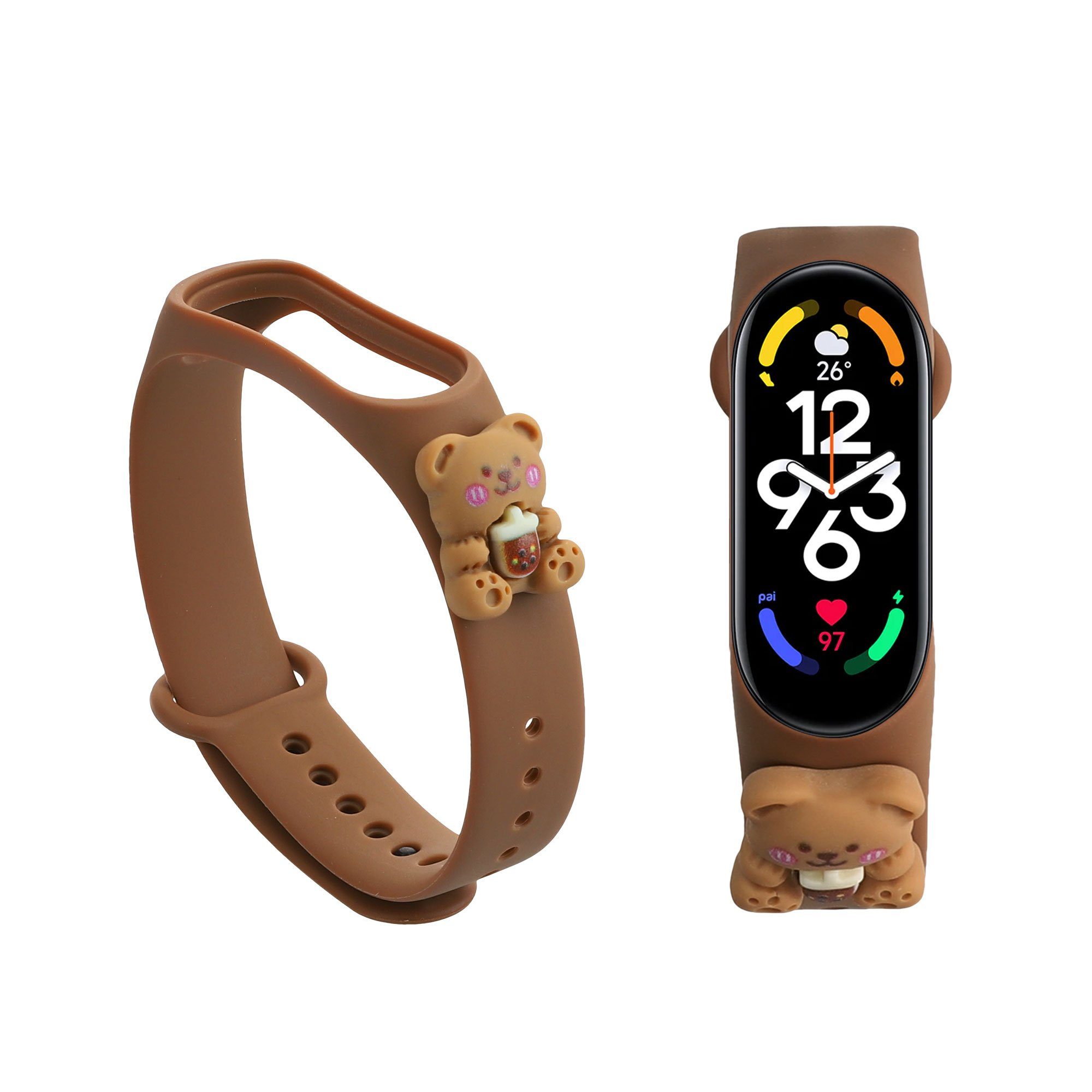 kwmobile Sportarmband für Xiaomi Mi Band 7 / Band 6 / Band 5 Armband Smartwatch, 1-tlg., Fitnesstracker Band aus TPU Silikon Bärchen Design