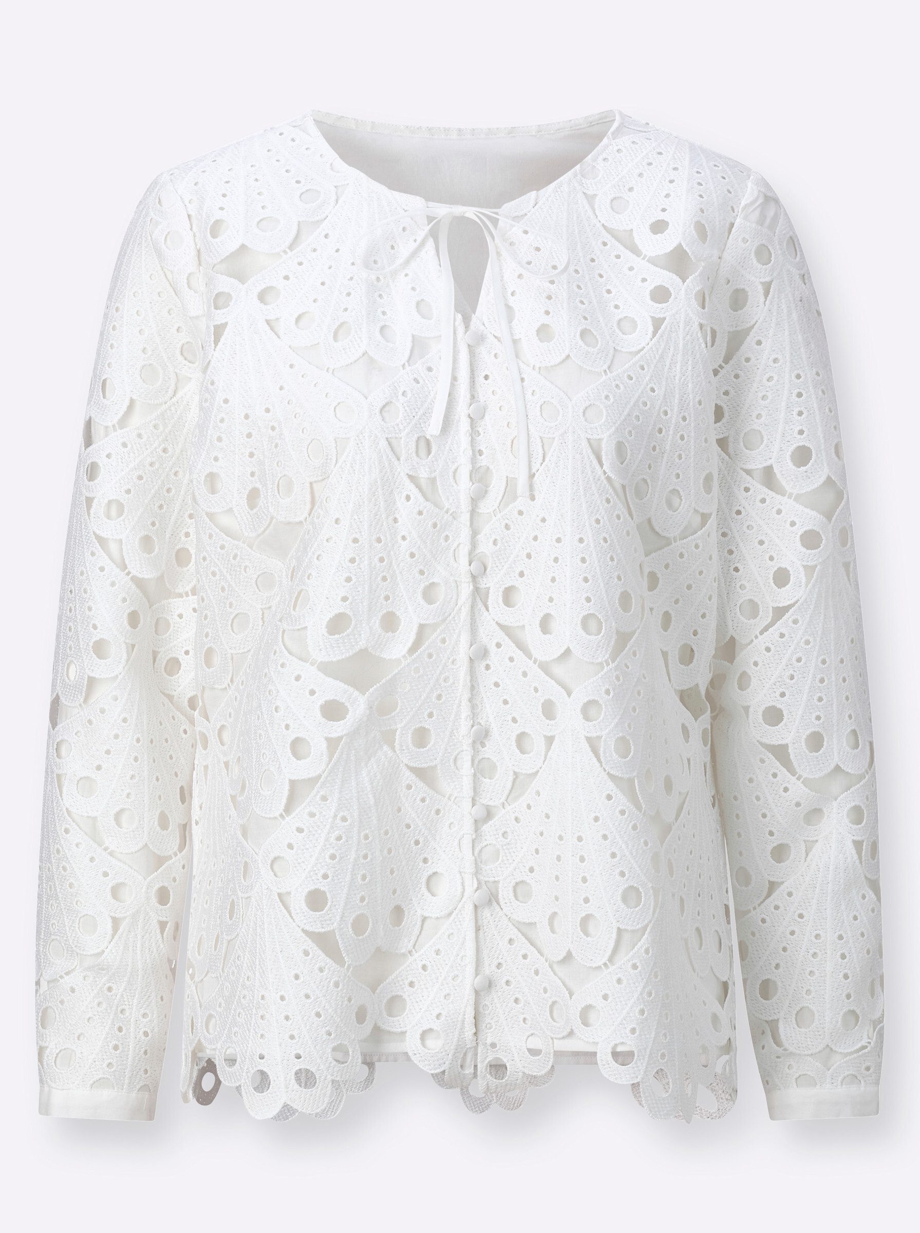 Klassische Bluse Spitzen-Bluse Langarm