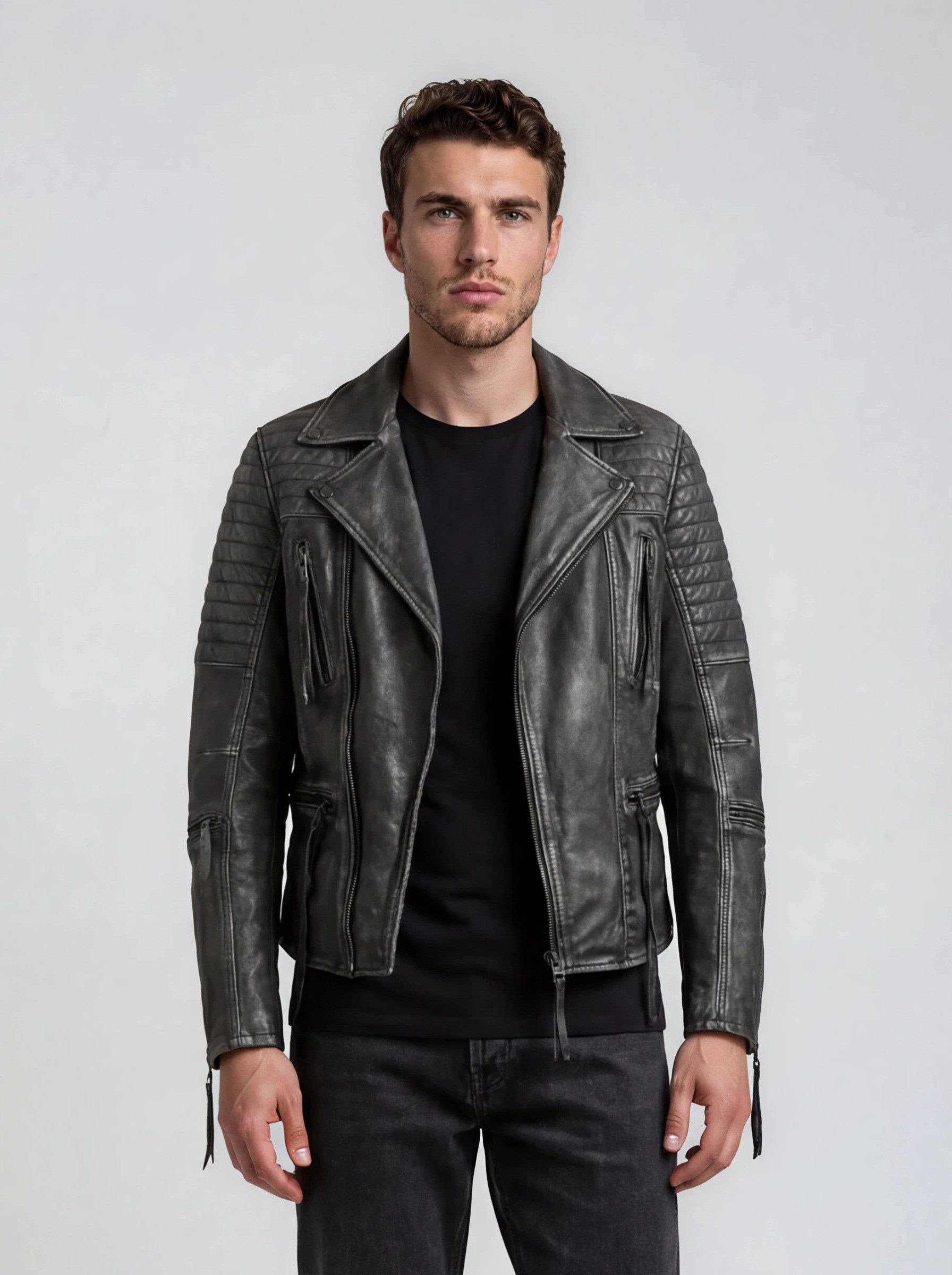 trueprodigy Lederjacke Bryan mit Waschung und Reißverschlüssen