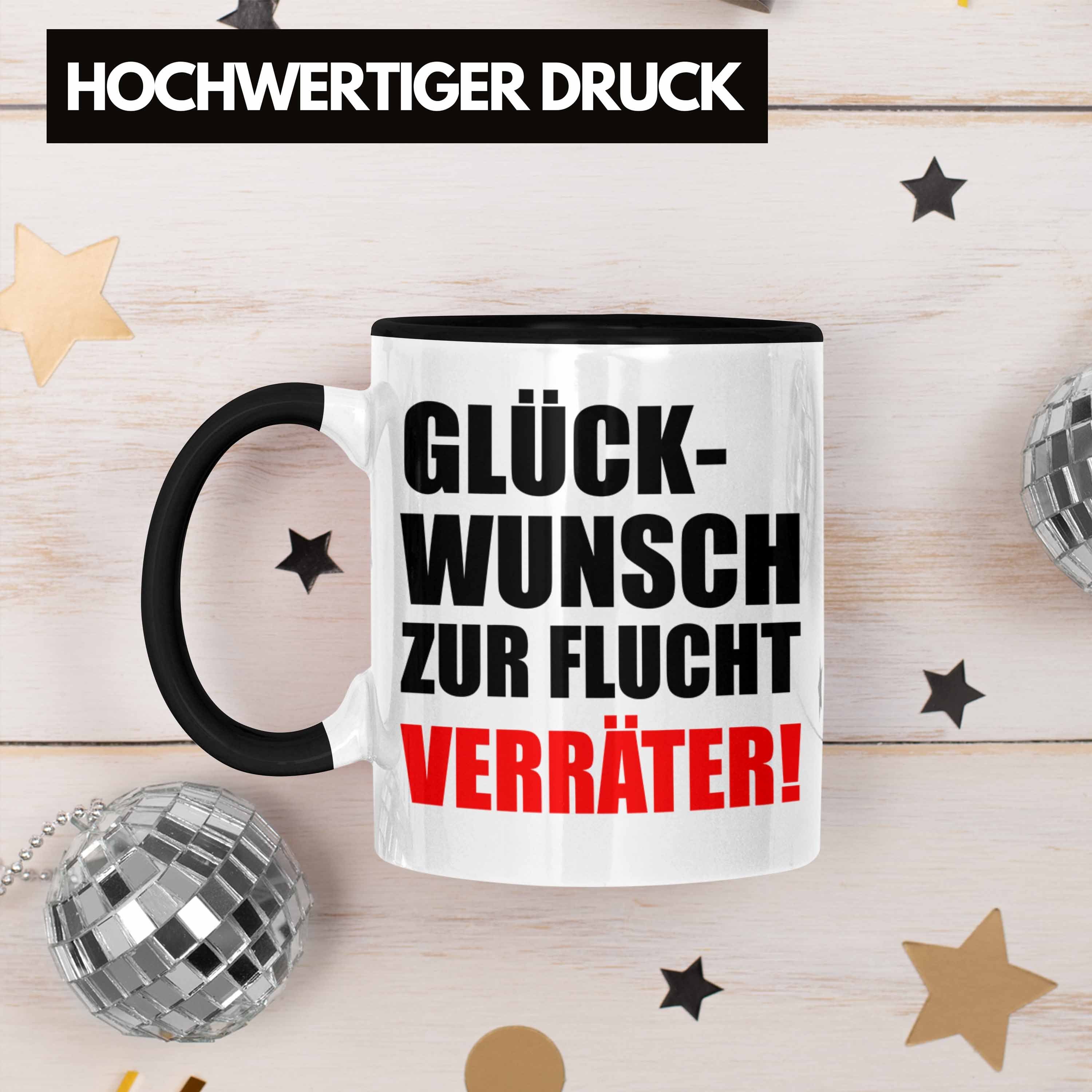 Kaffeetasse Jobwechsel Schwarz Tasse Trendation Abschiedsgeschenk Kollegin Flucht Lustig - Geschenk Trendation Sprüche Glückwunsch Zur Kollege